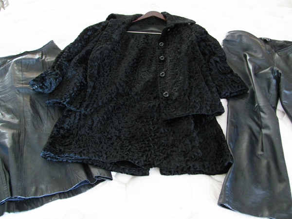 Collection of Ladies Leather pants & Matching Jacket/Skirt