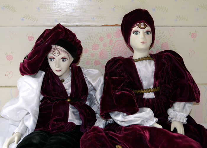 Pair Eric Dufour Hand Painted Bisque Porcelain Dolls