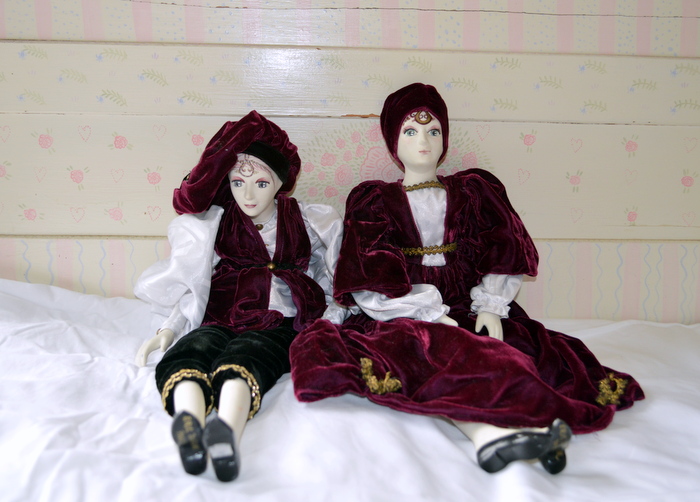 Pair Eric Dufour Hand Painted Bisque Porcelain Dolls