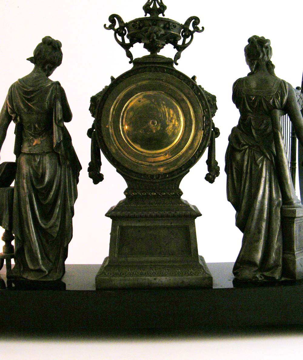 Magnificent Ansonia Classical Muses Bronze Finish Mantle Clock, circa 1882