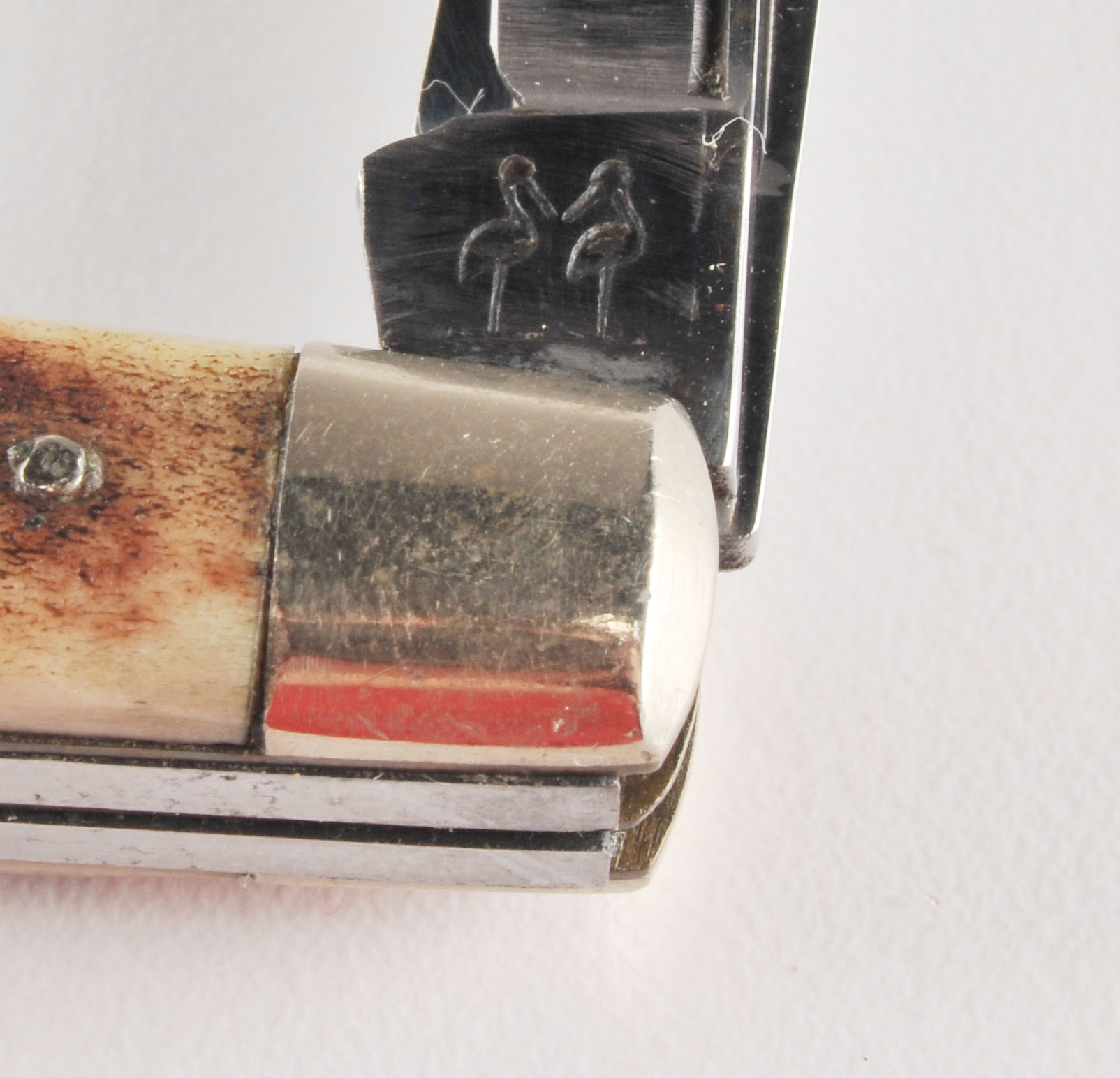 Vintage Robert Klaas Kissing Crane four blade pocket knife with stag handle