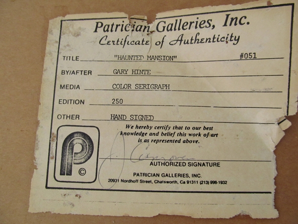 Limited Edition Serigraph, Hinte