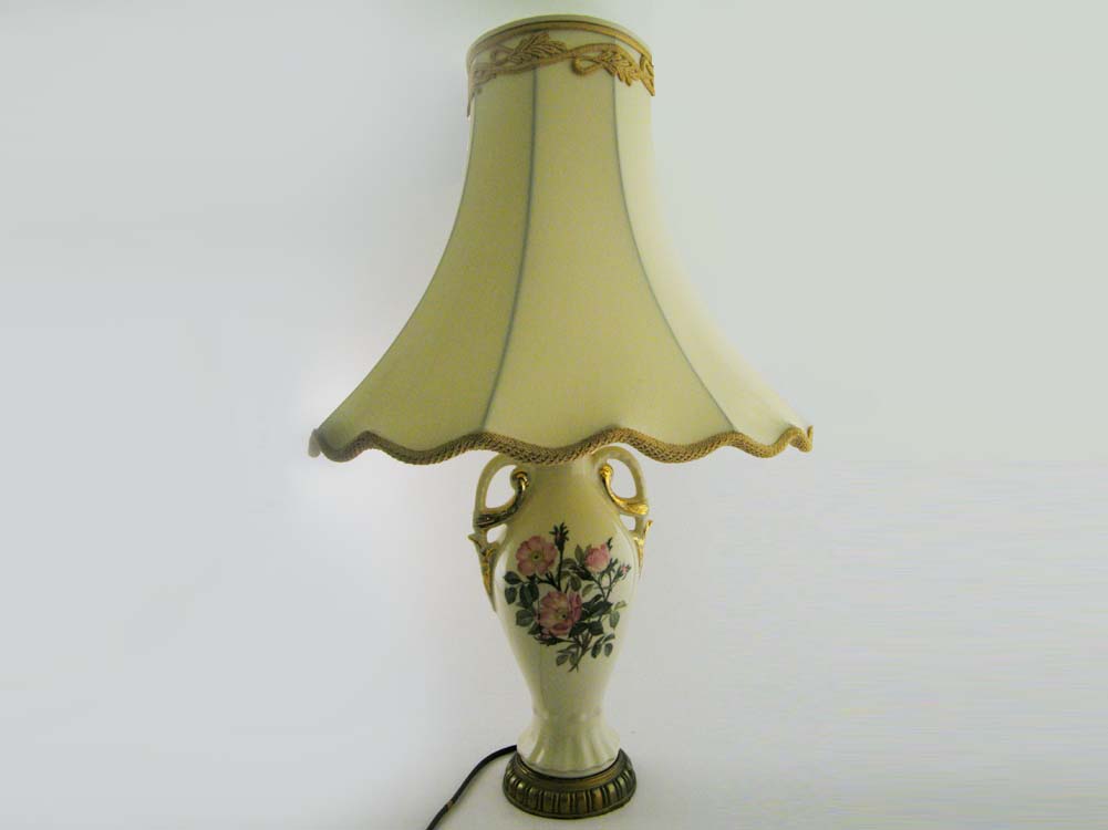 30's Floral Porcelain Table Lamp