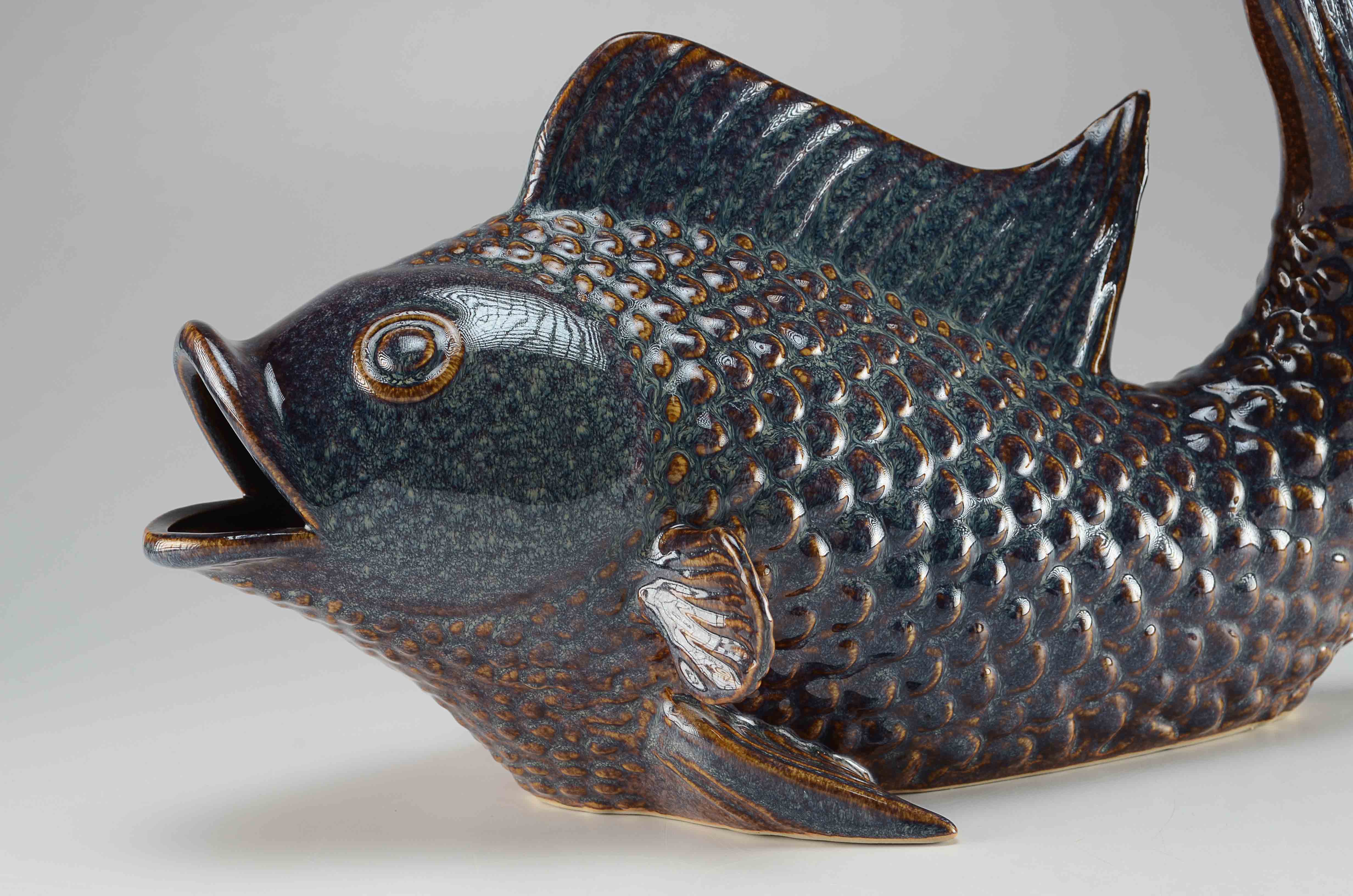 A Decorative Pottery Blue Carp