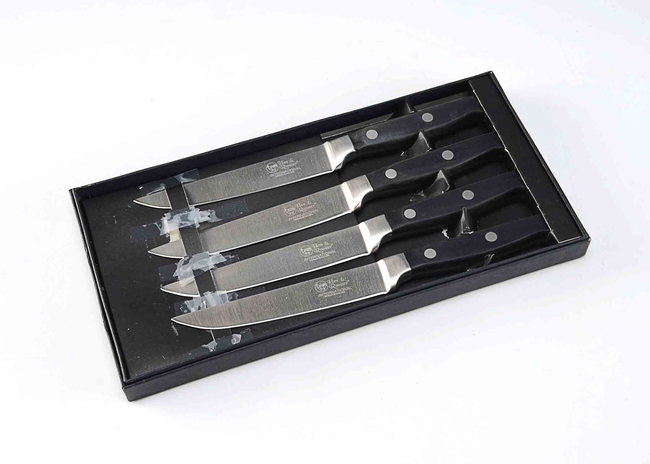 Hen and Rooster 4 Piece Kitchen Knife Set