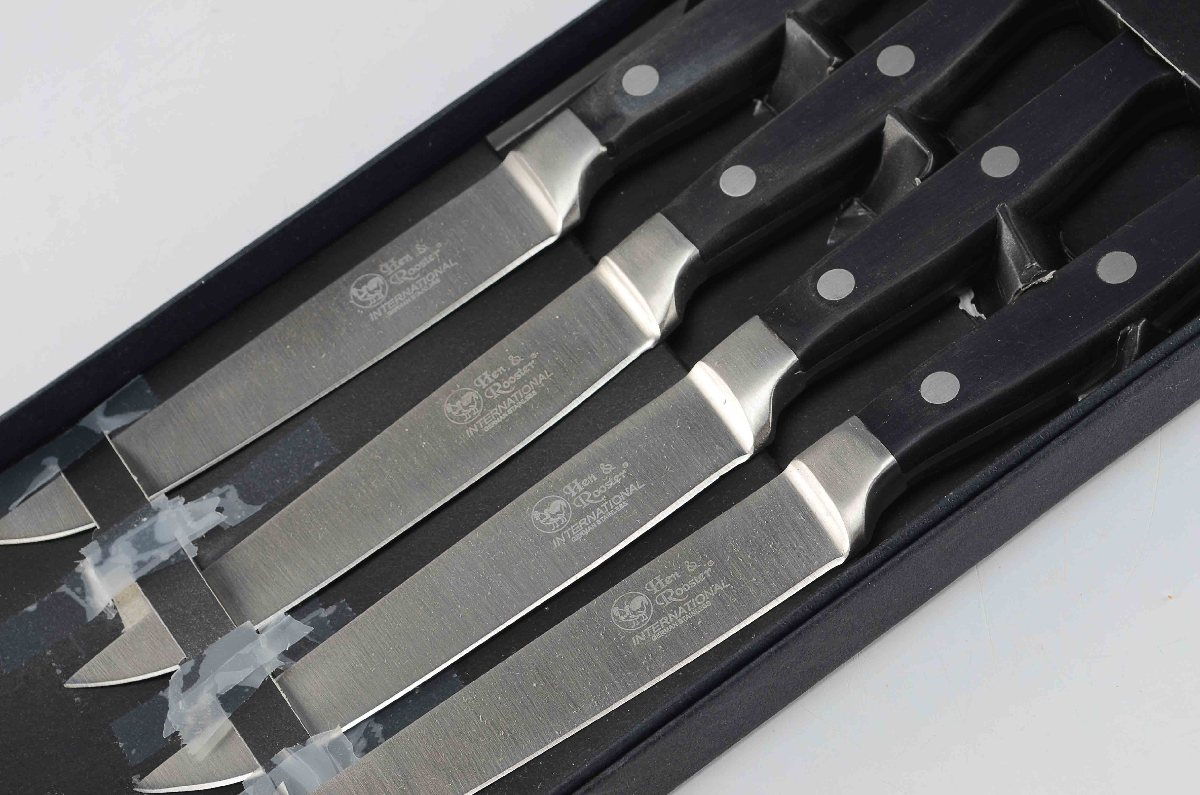 Hen and Rooster 4 Piece Kitchen Knife Set