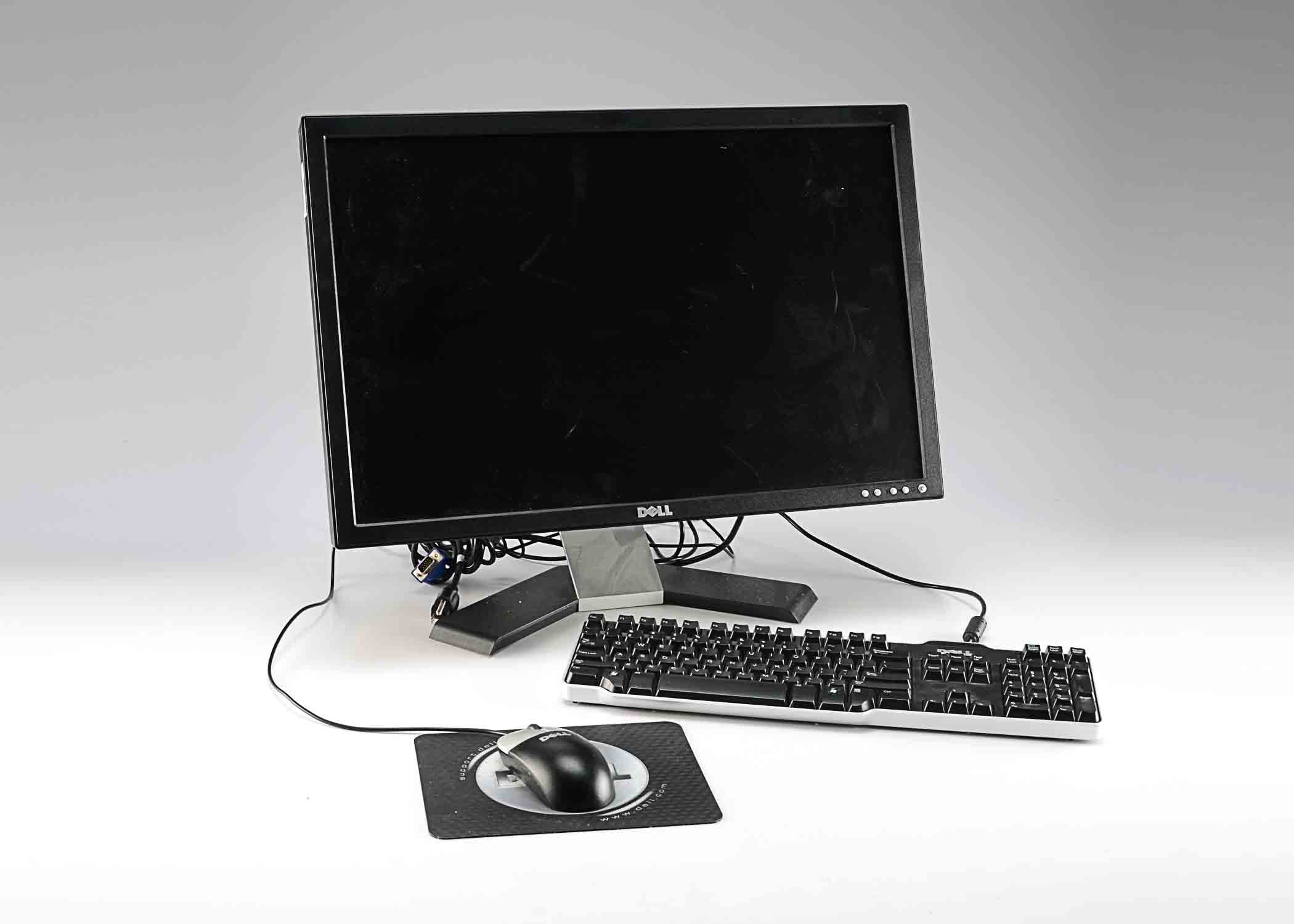 Dell Monitor, Keyboard and Mouse.