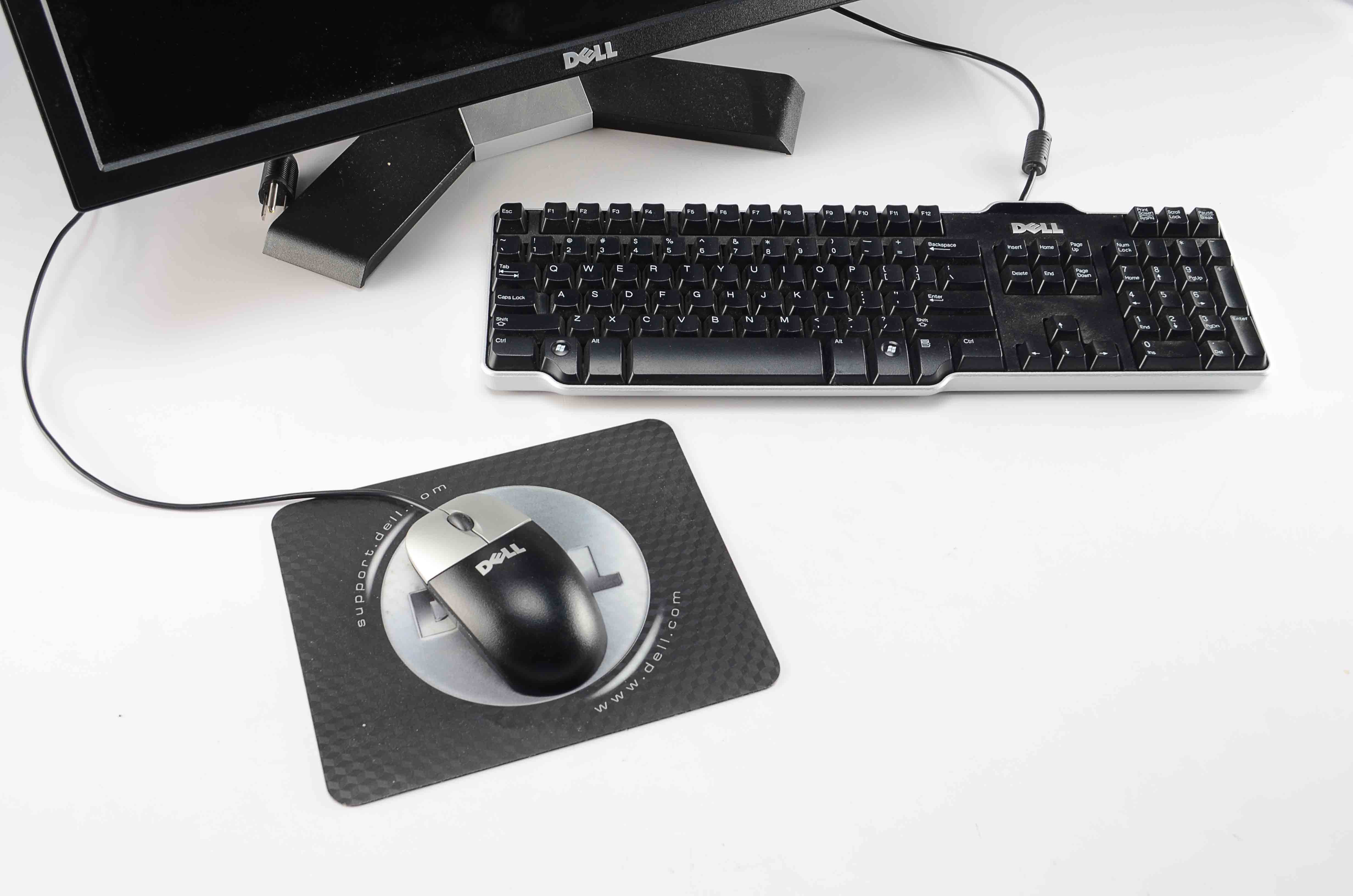 Dell Monitor, Keyboard and Mouse.