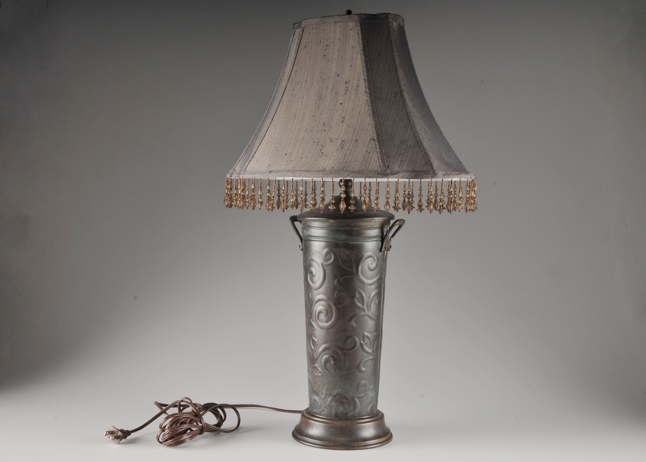 Table Lamp with Metal Bucket Base