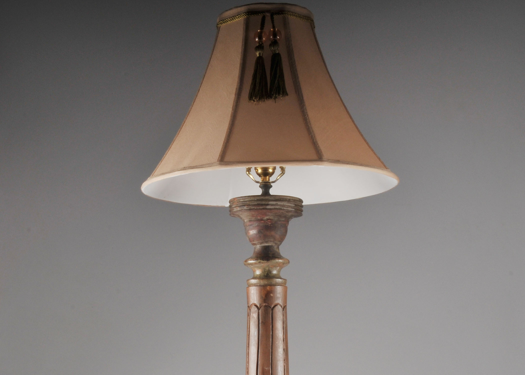 Table Lamp with a Recycled Wood Post Shaft.