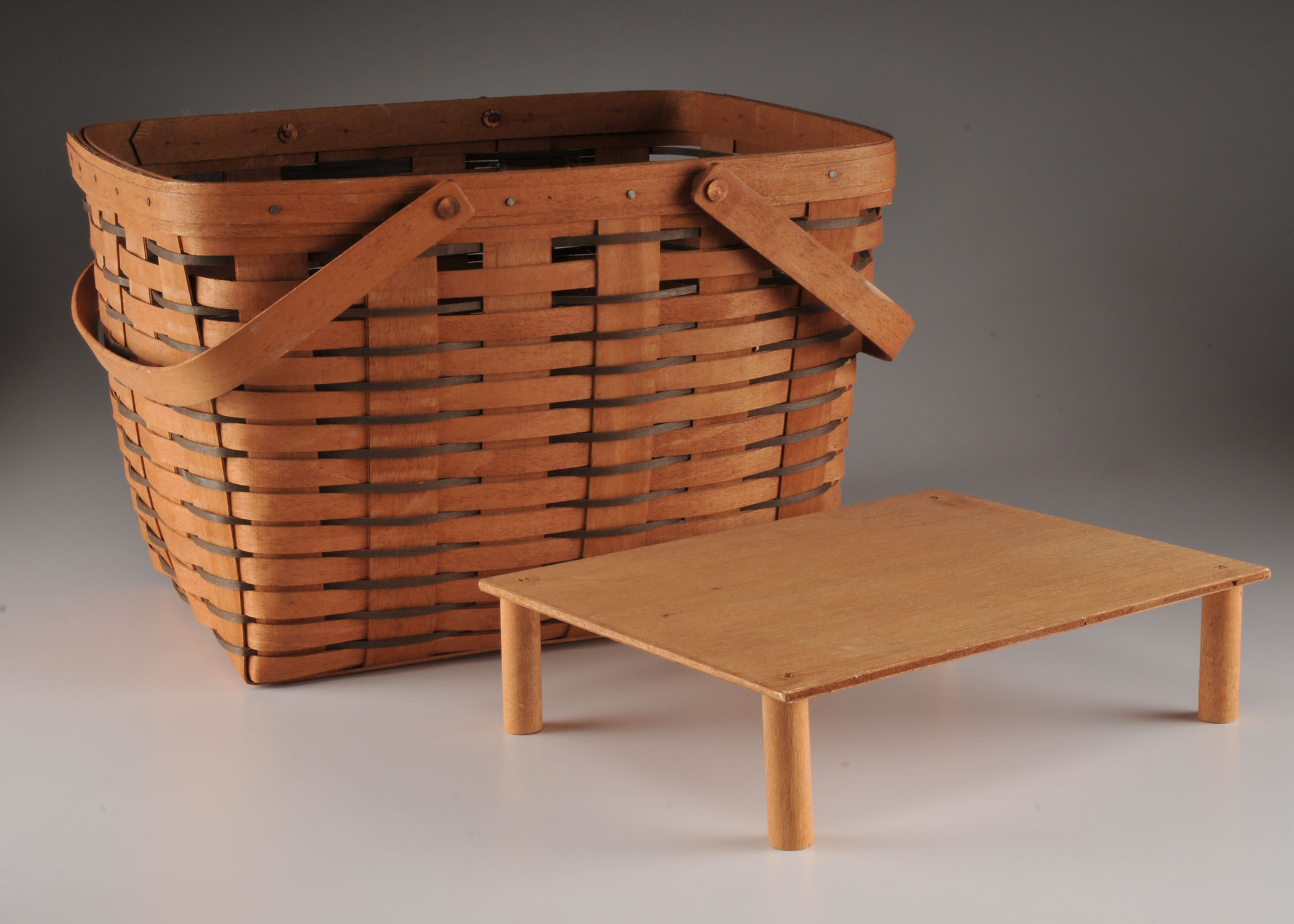 Longaberger Two Tone Picnic Basket with Riser