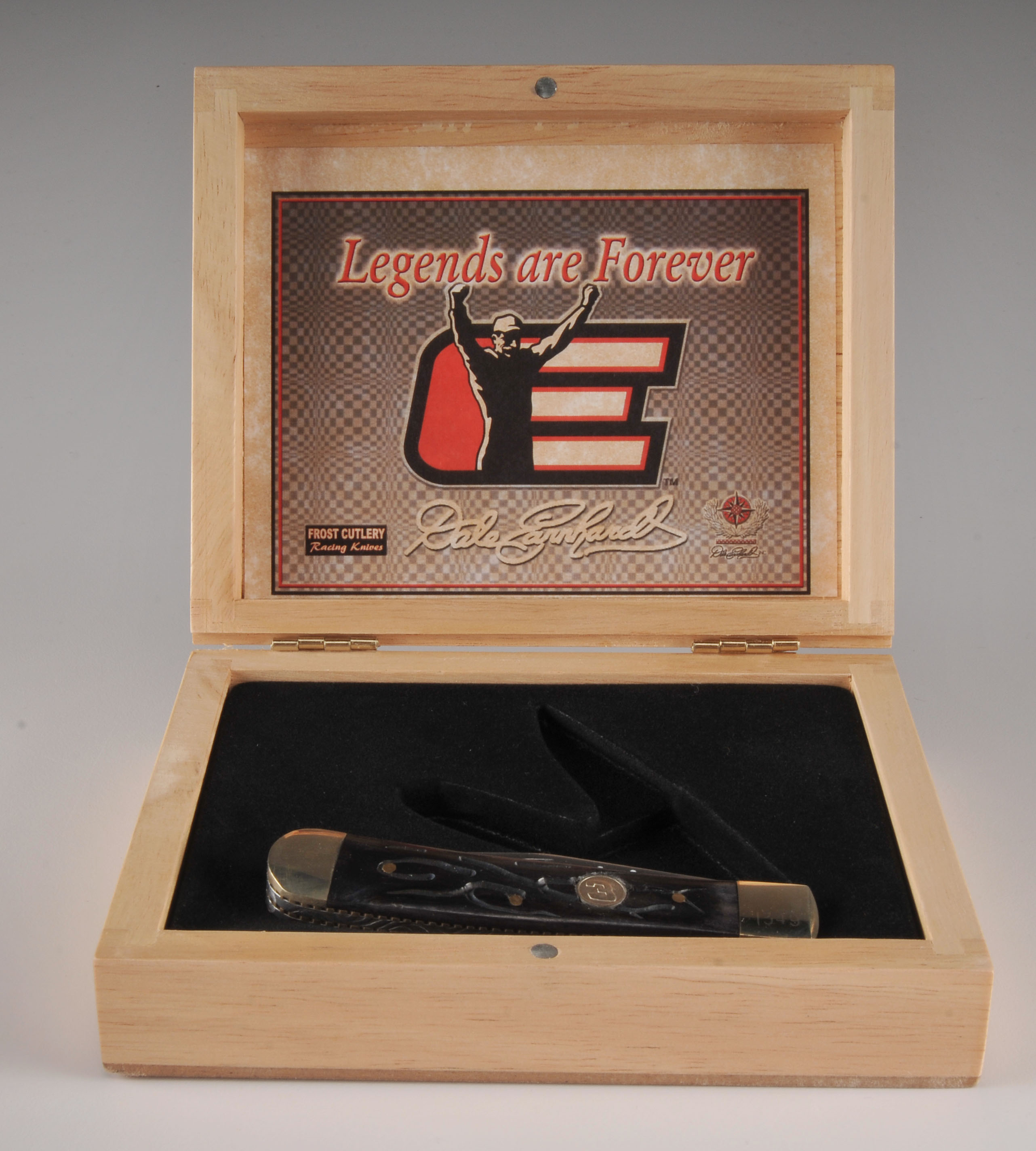 Five Nascar Pocket Knives in Wood Presentation Boxes
