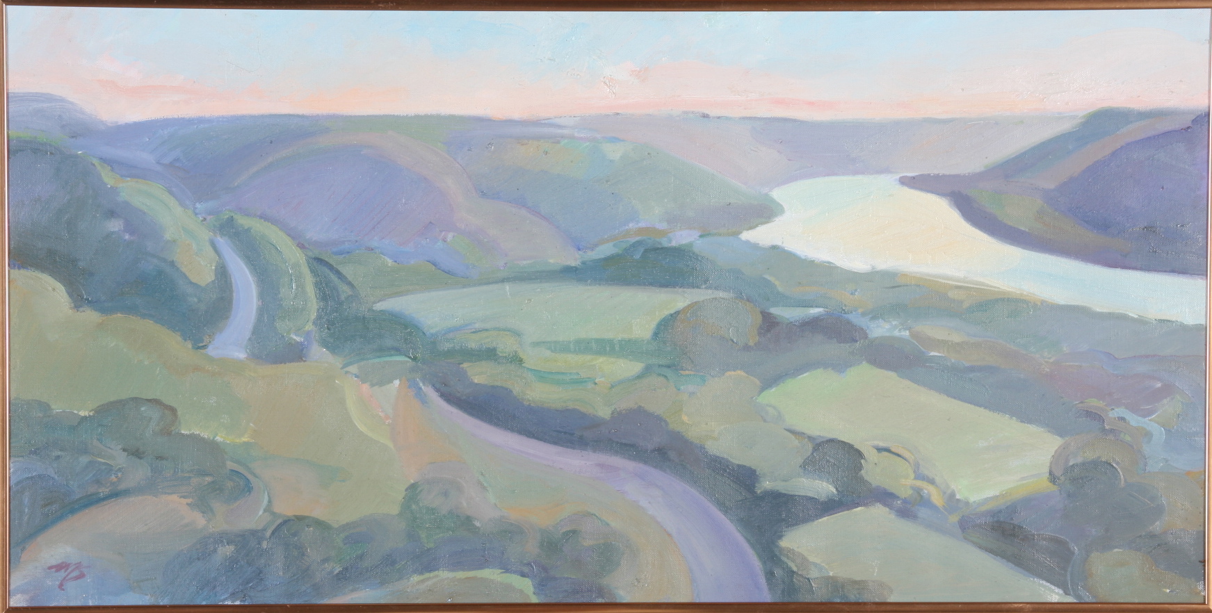 Oil Painting on Canvas, Landscape Signed "MJS"