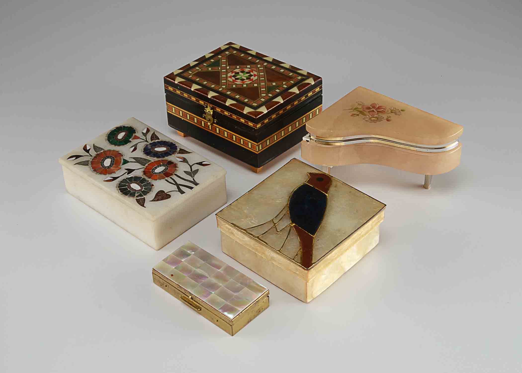 Collection of Inlay Trinket Boxes