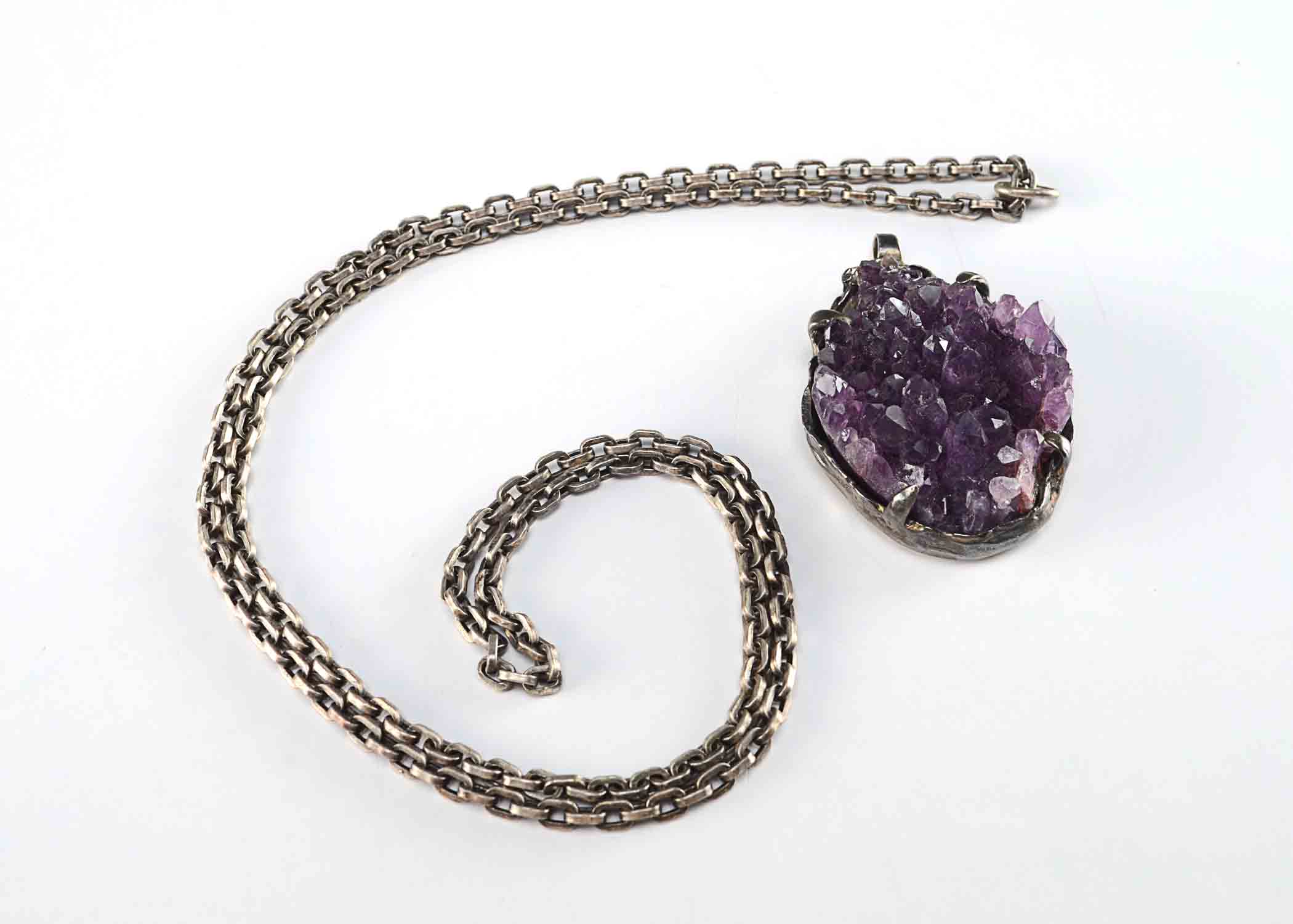 Raw Cut Amethyst Gemstone Pendant