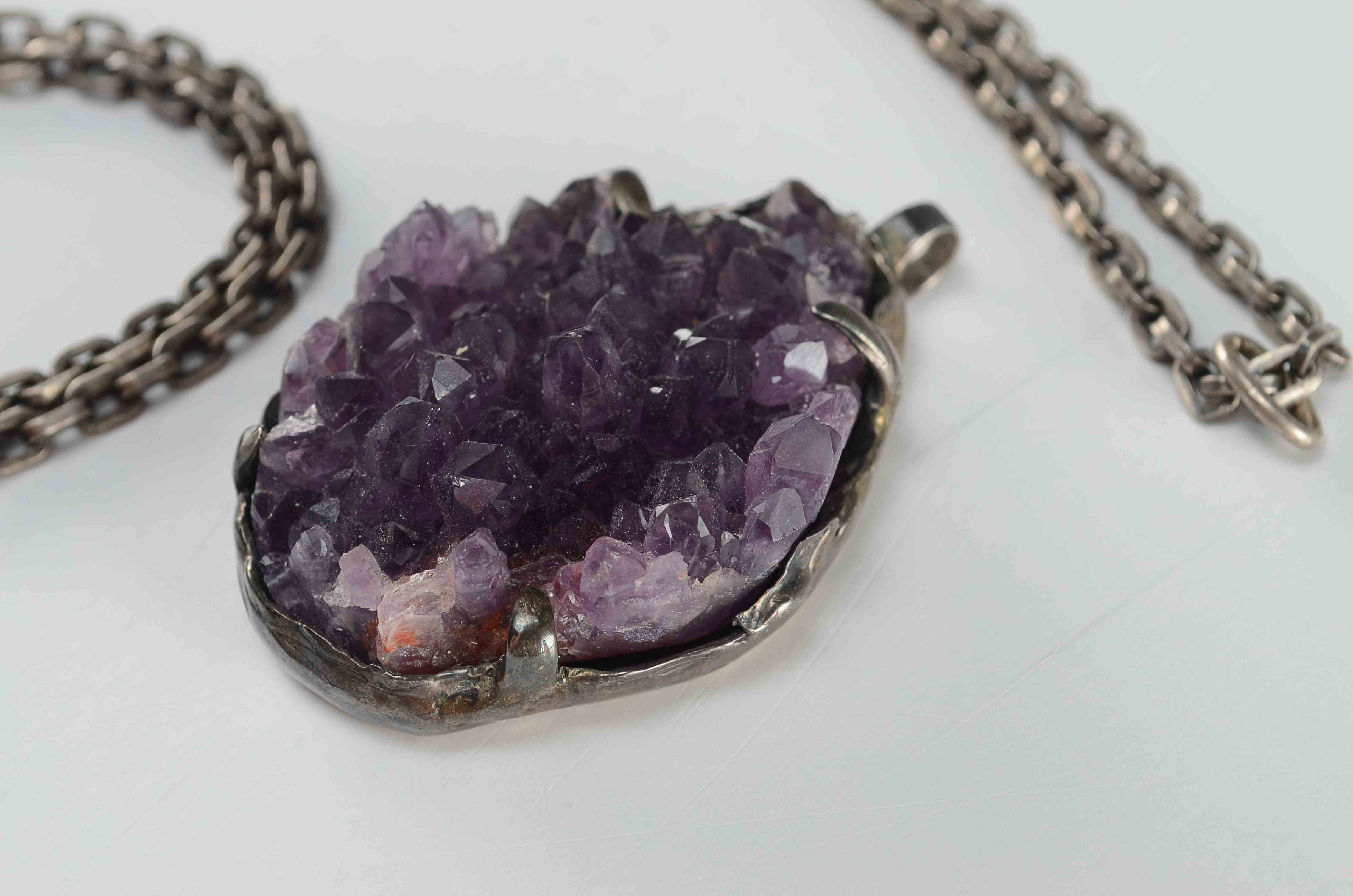 Raw Cut Amethyst Gemstone Pendant