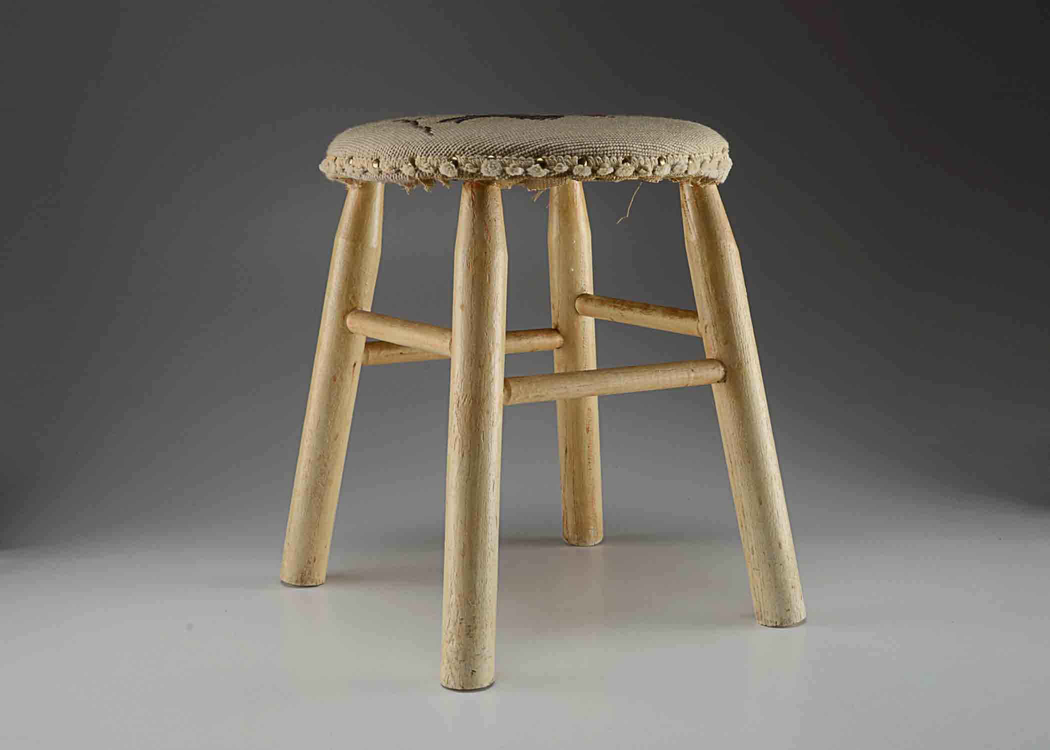 Foot Stool With Cross Stitch Top