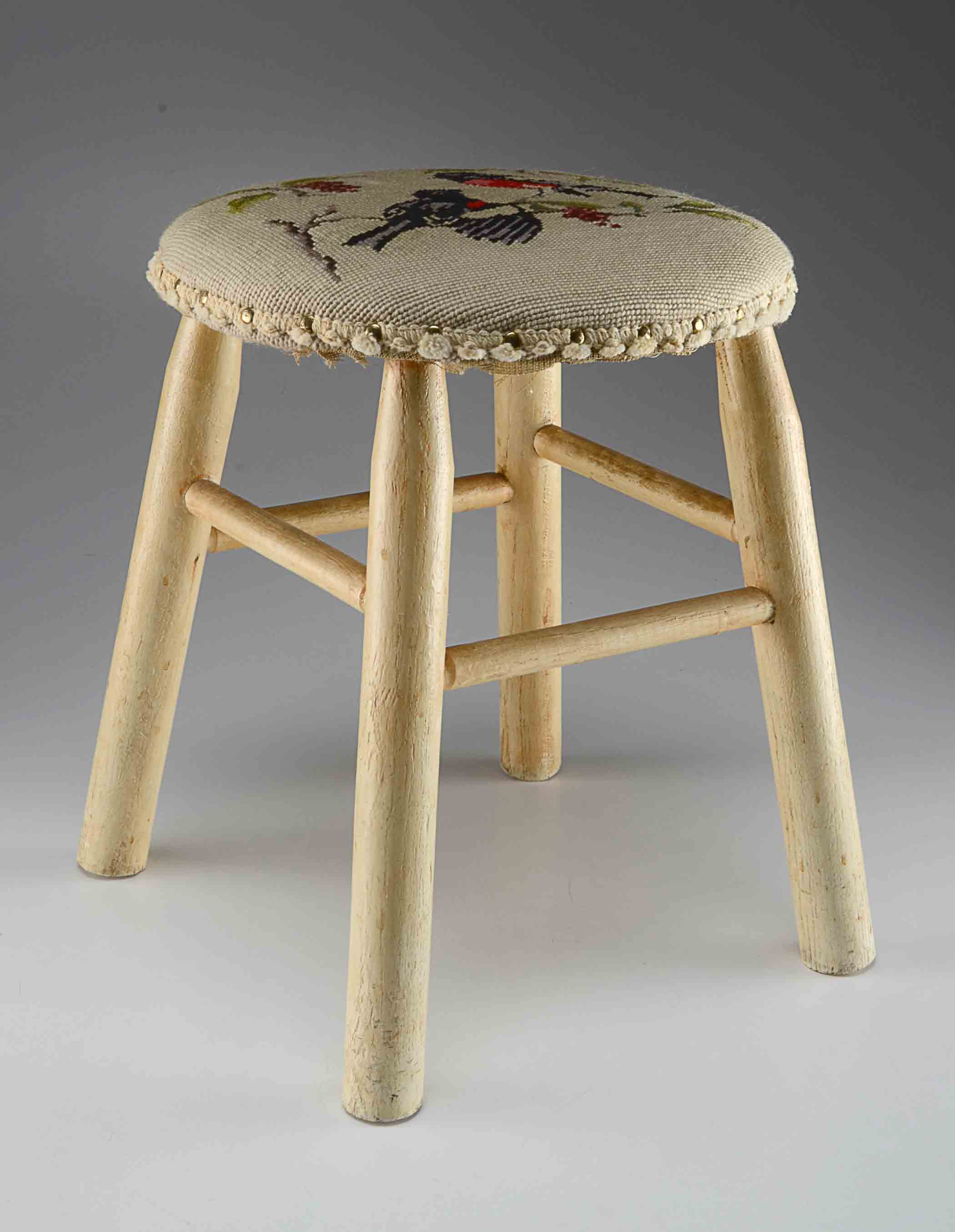 Foot Stool With Cross Stitch Top