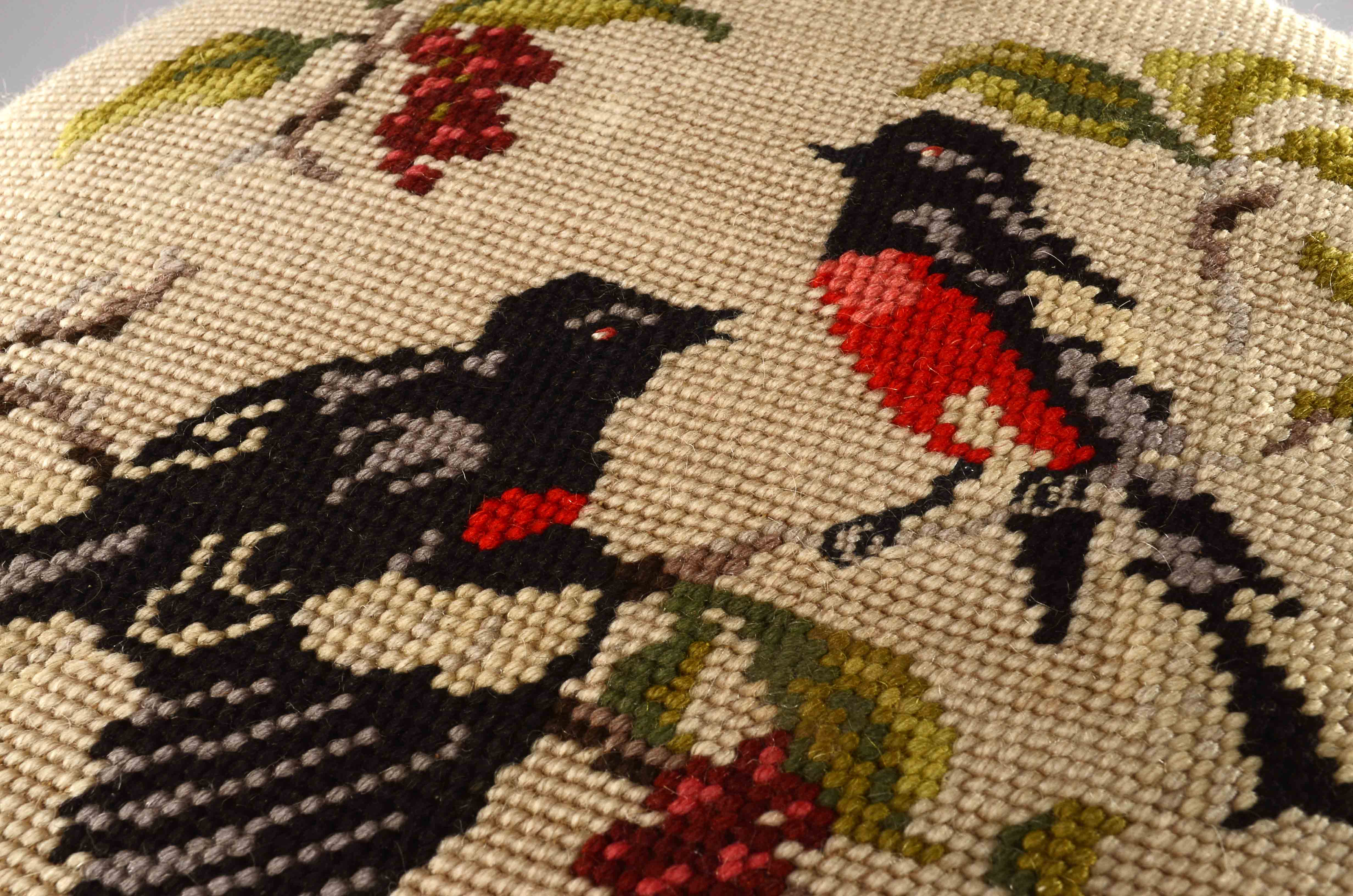 Foot Stool With Cross Stitch Top