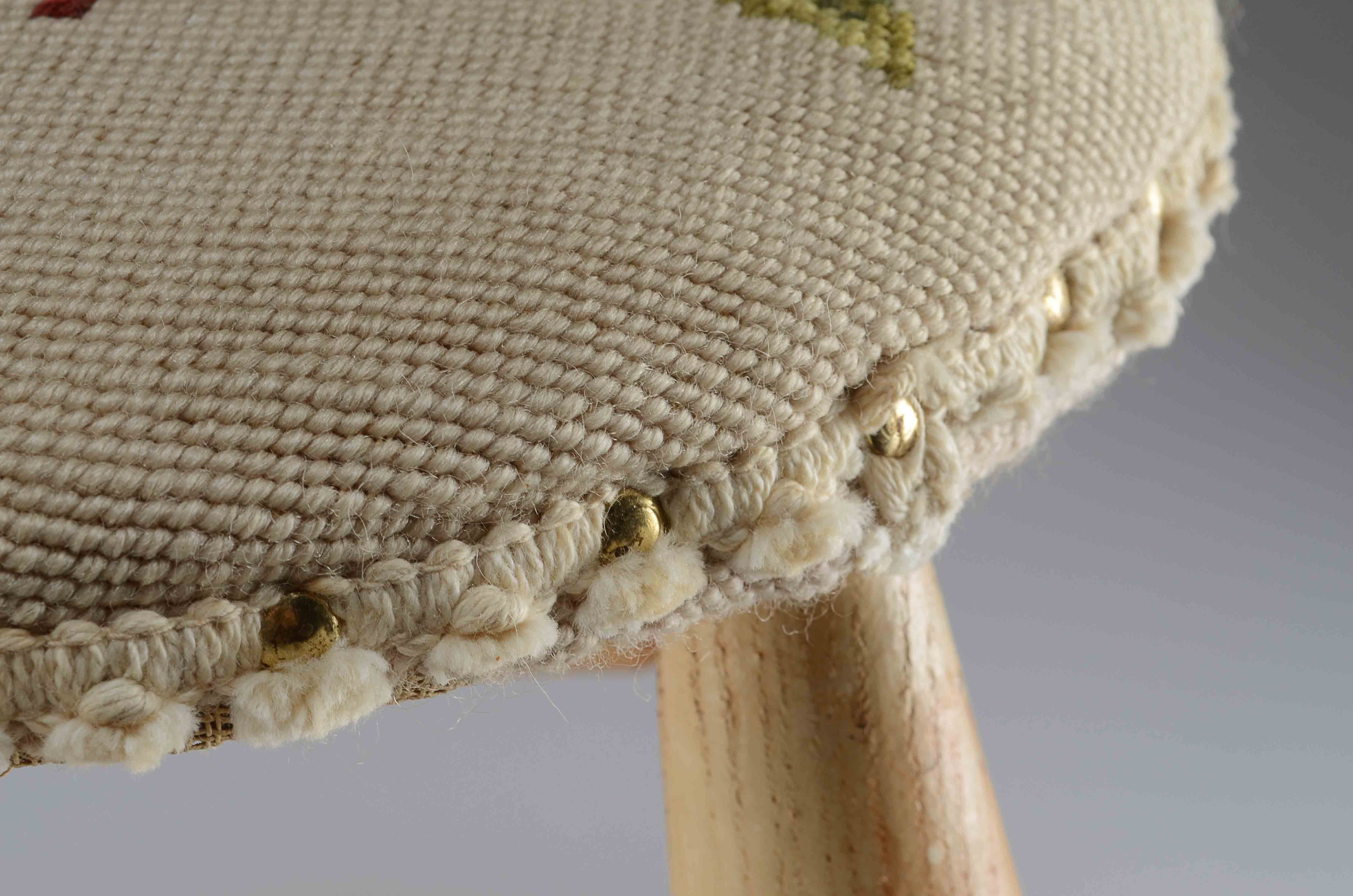 Foot Stool With Cross Stitch Top