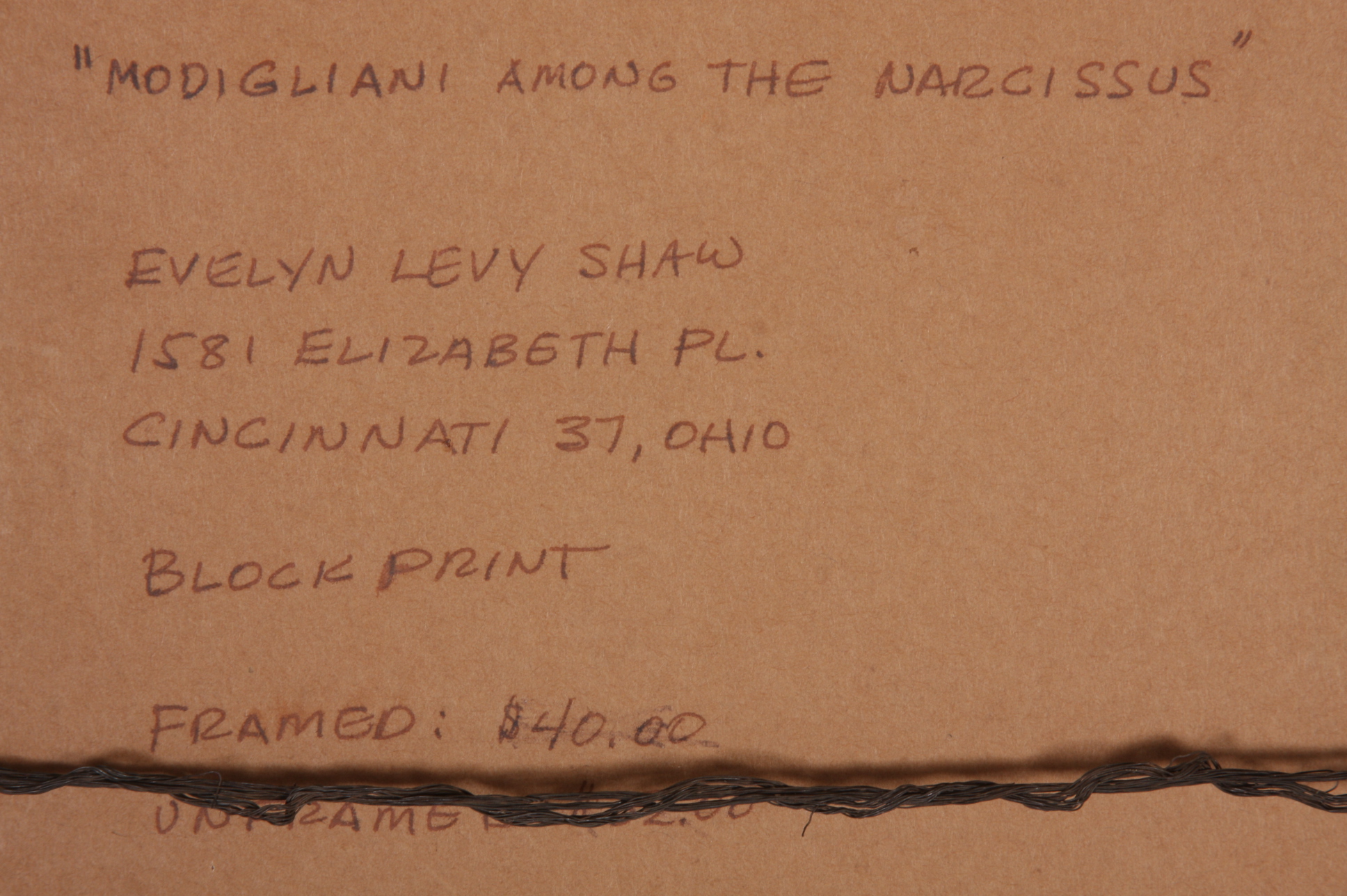 Original Evelyn Levy Shaw Relief Print