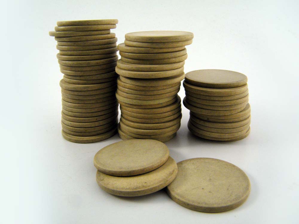 Vintage Clay Poker Chips, Ivory