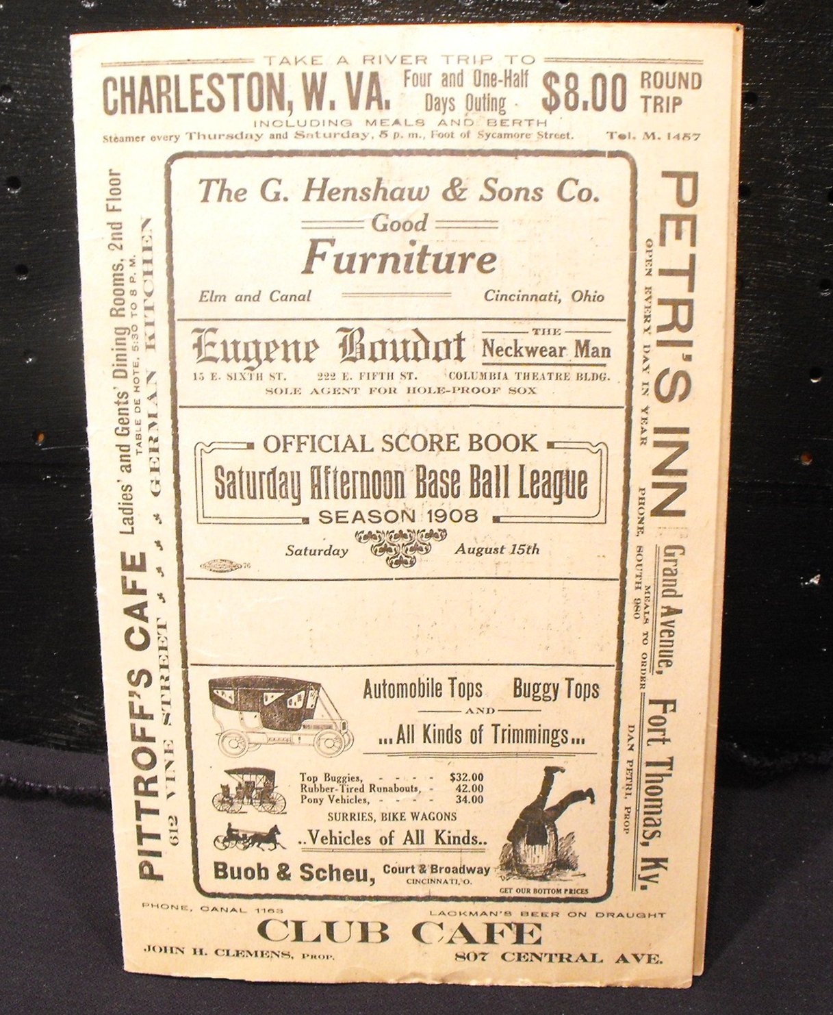 1908 Cincinnati Base Ball Scorecard