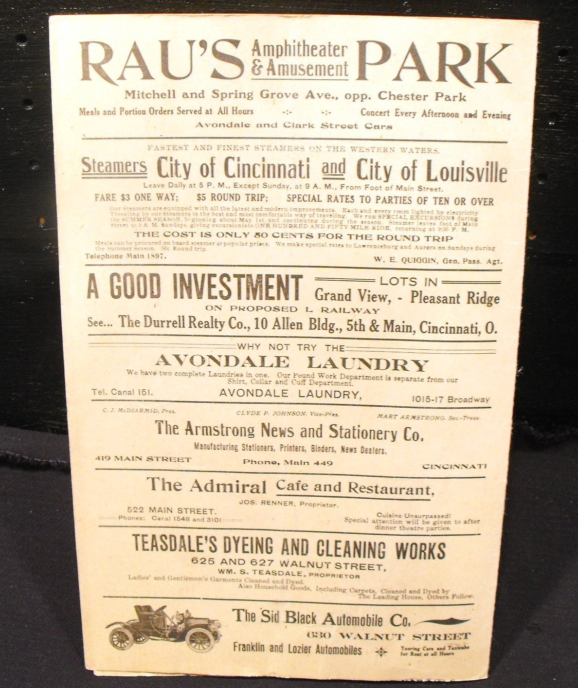 1908 Cincinnati Base Ball Scorecard