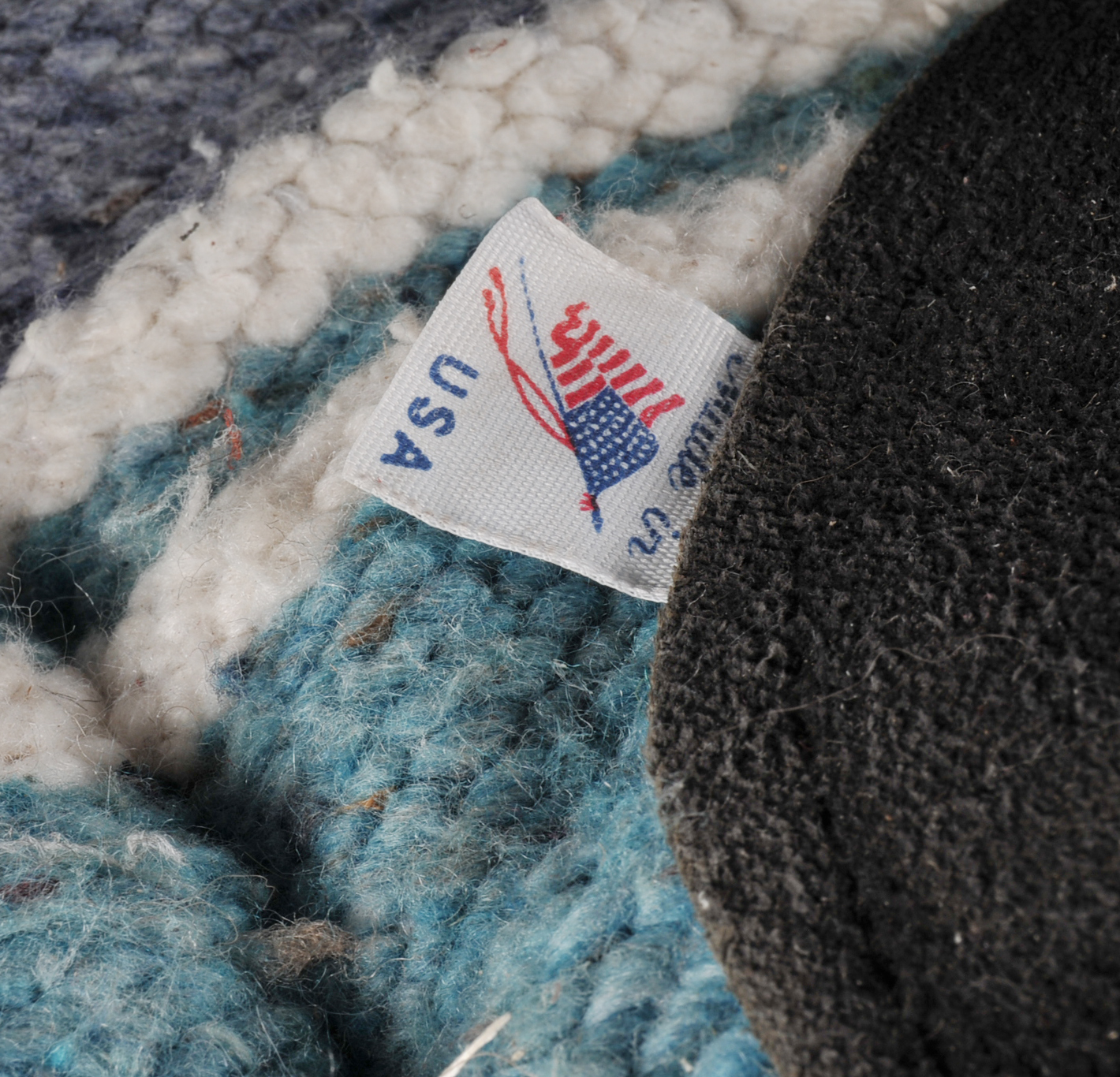 Blue, White & Purple Wool Saddle Blanket