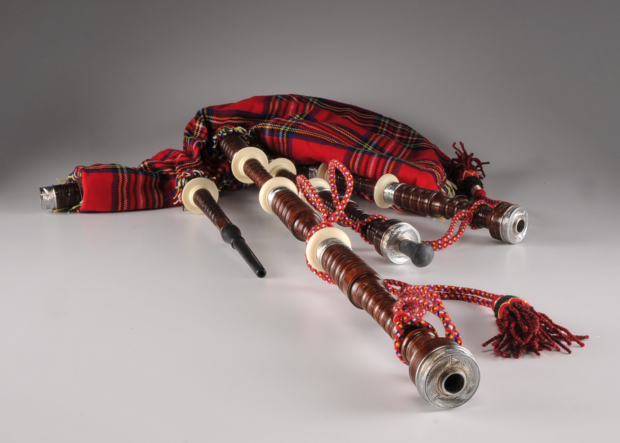 Set of Bagpipes with Stewart Tartan Cover