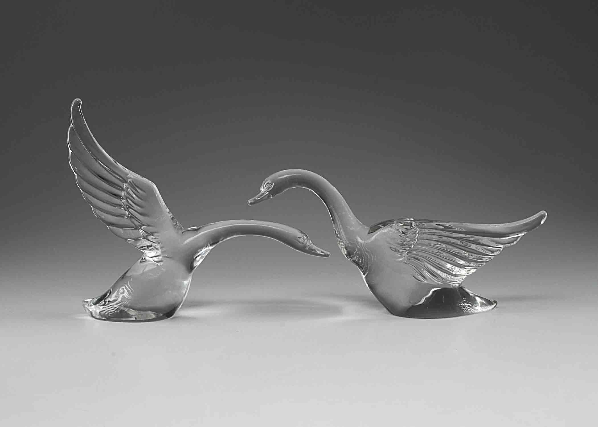 C. 1942 Pair of Heisey Crystal Figural Swans