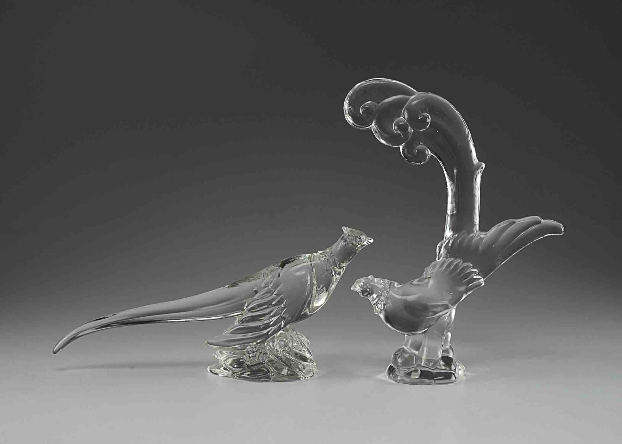 C. 1942 Pair of Heisey Crystal Figural Pheasants
