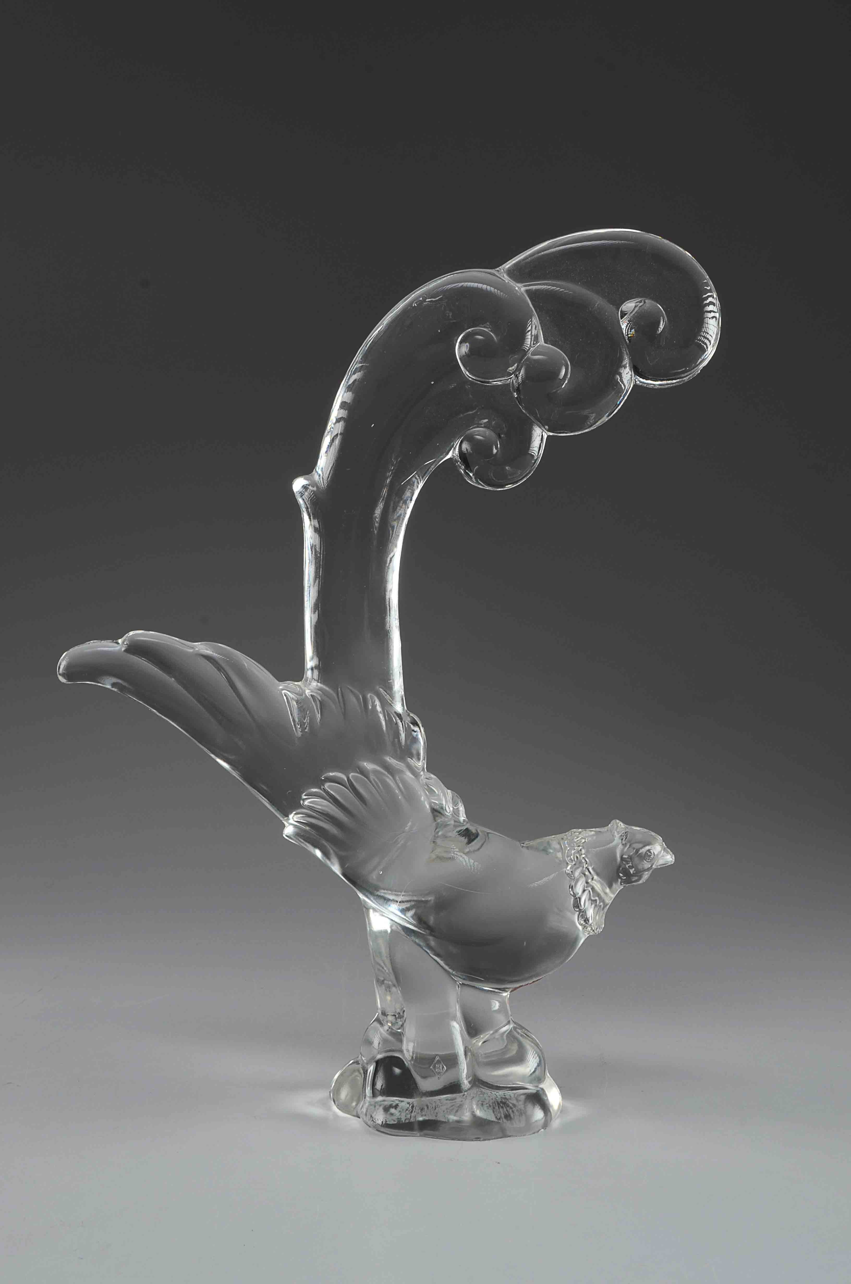 C. 1942 Pair of Heisey Crystal Figural Pheasants