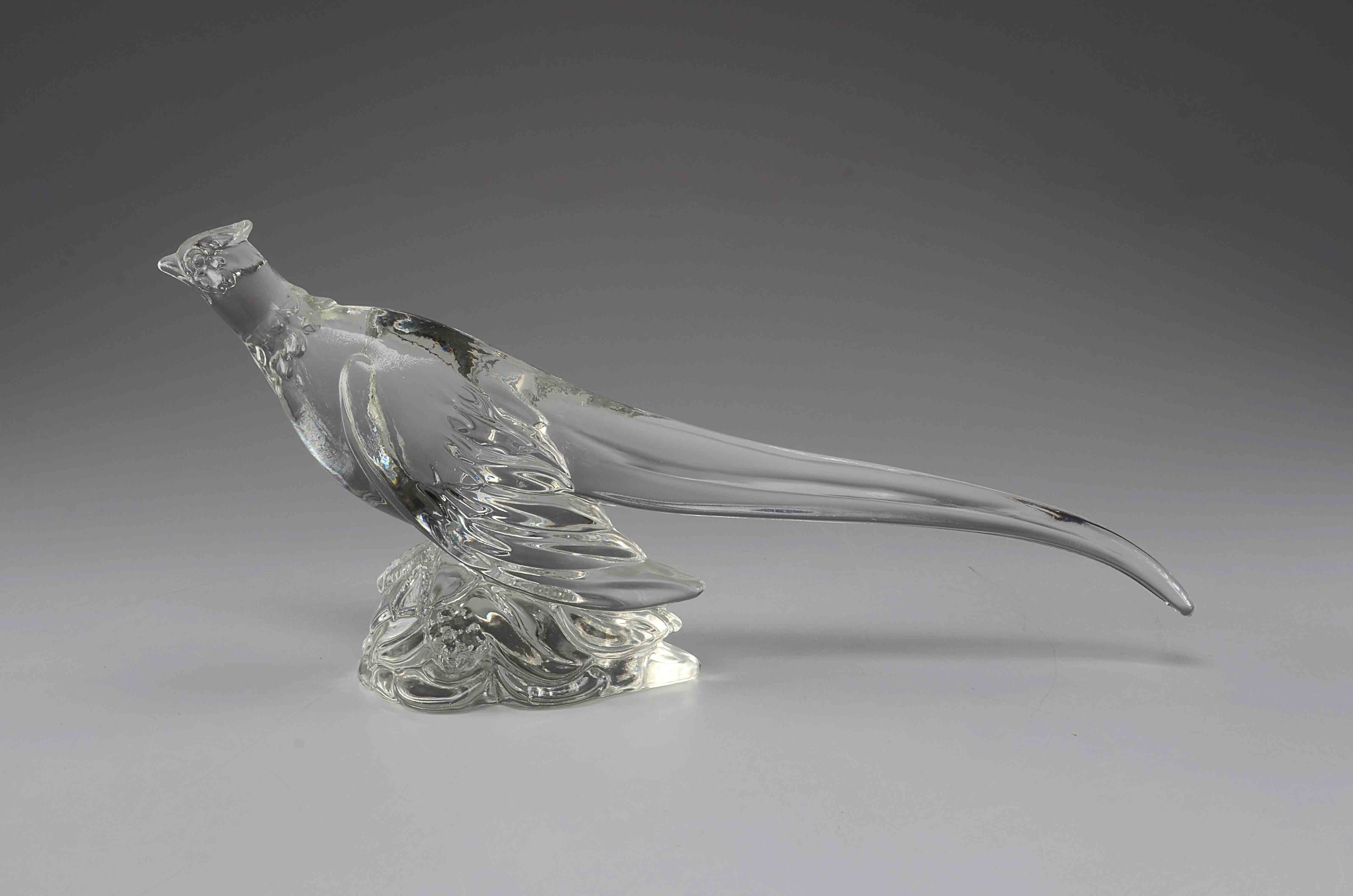 C. 1942 Pair of Heisey Crystal Figural Pheasants