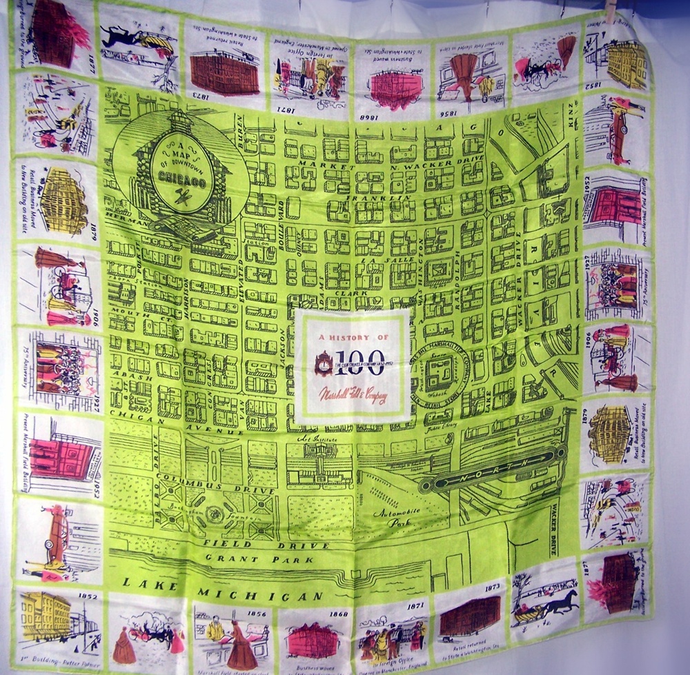 Vintage Marshall Field & Co. Silk Scarf