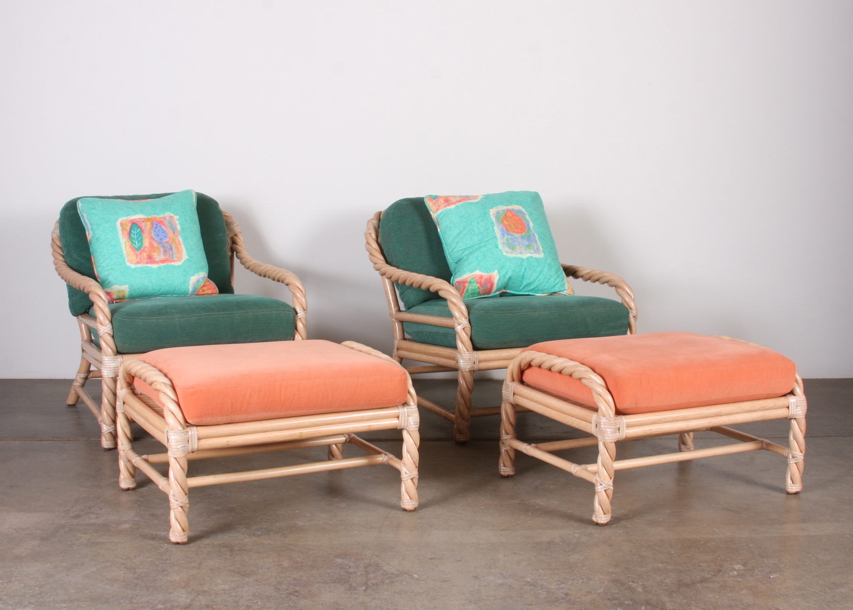 Pair of McGuire Twisted Rattan Chairs