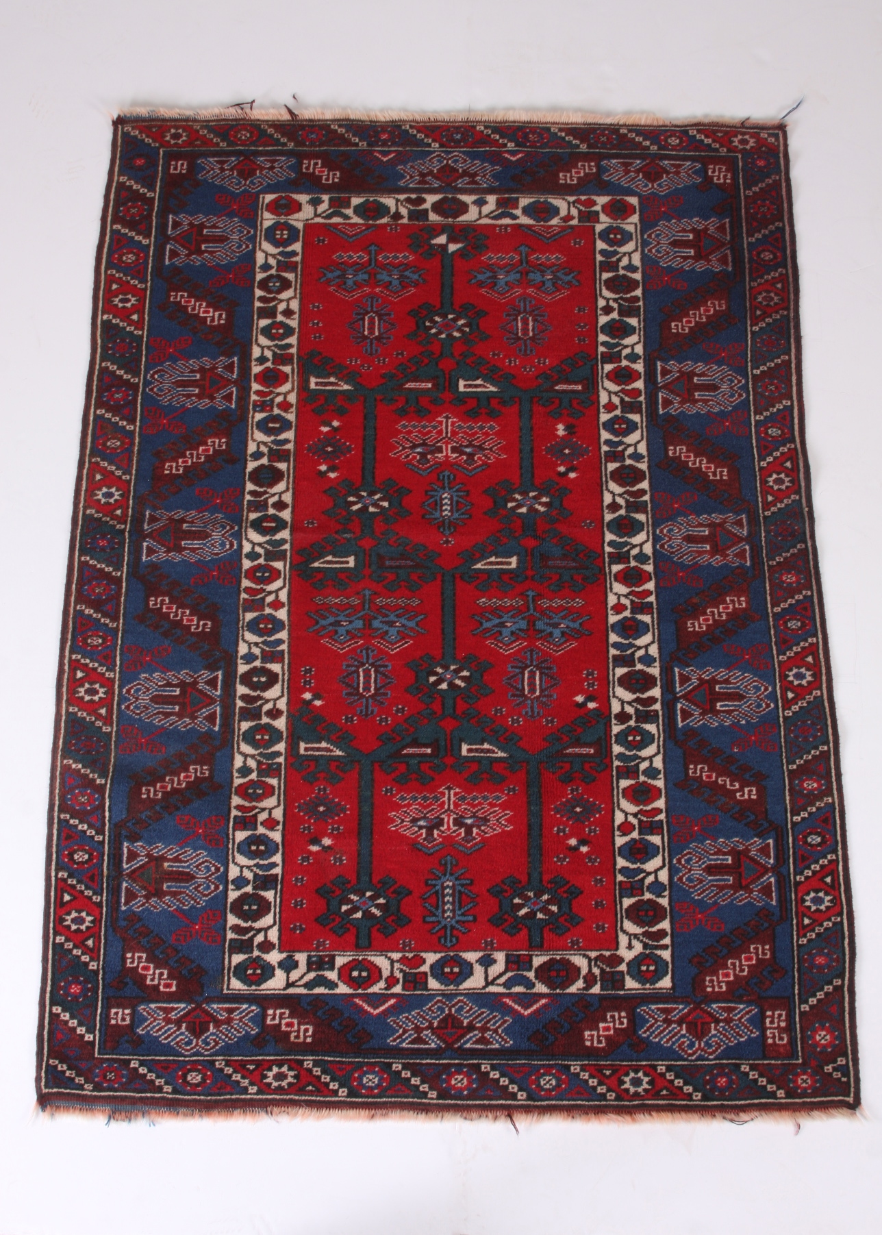 Rich Blue & Red Tribal Design Area Rug