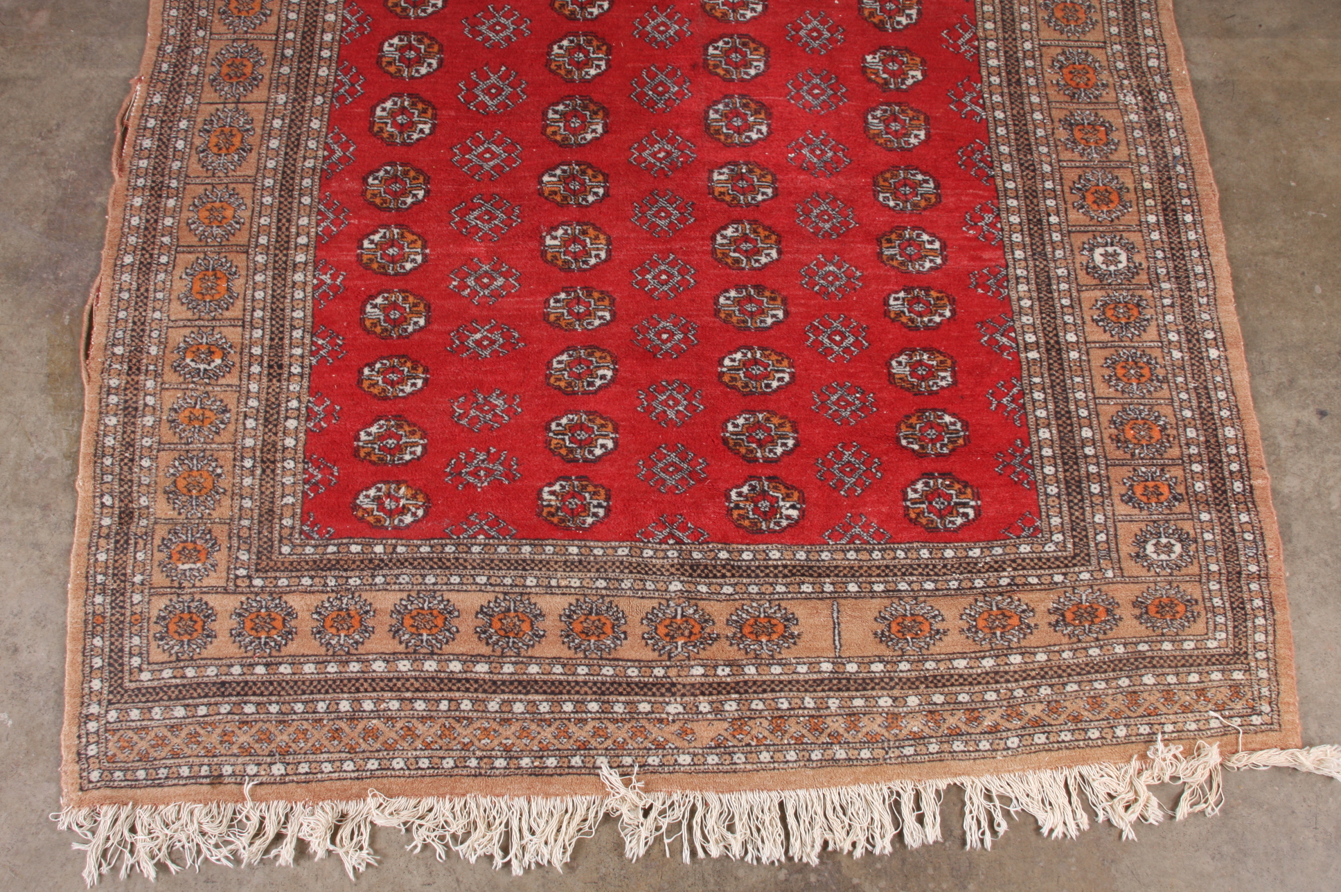 Large Bokhara Patterned Rust & Cream Area Rug