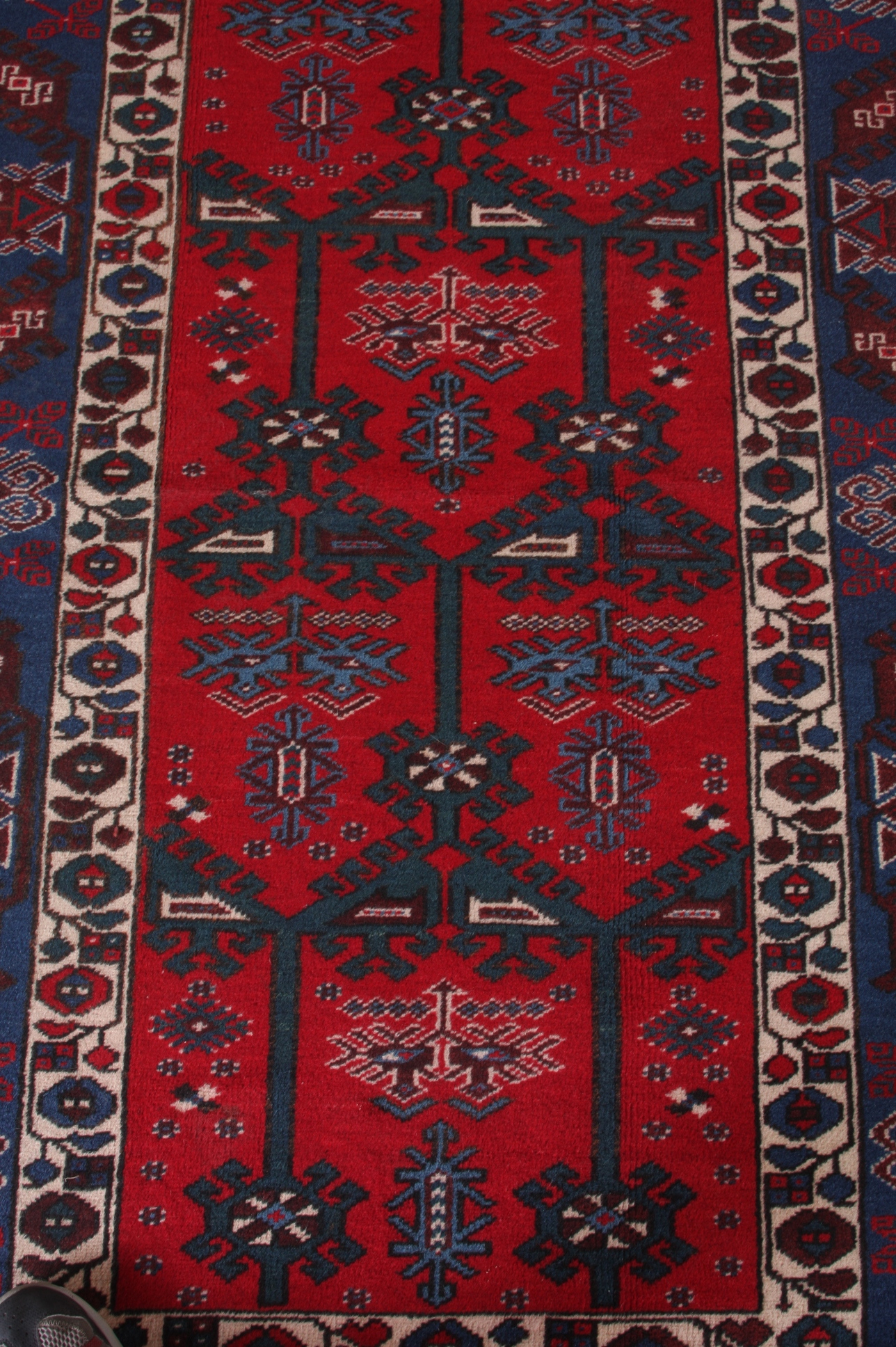 Rich Blue & Red Tribal Design Area Rug