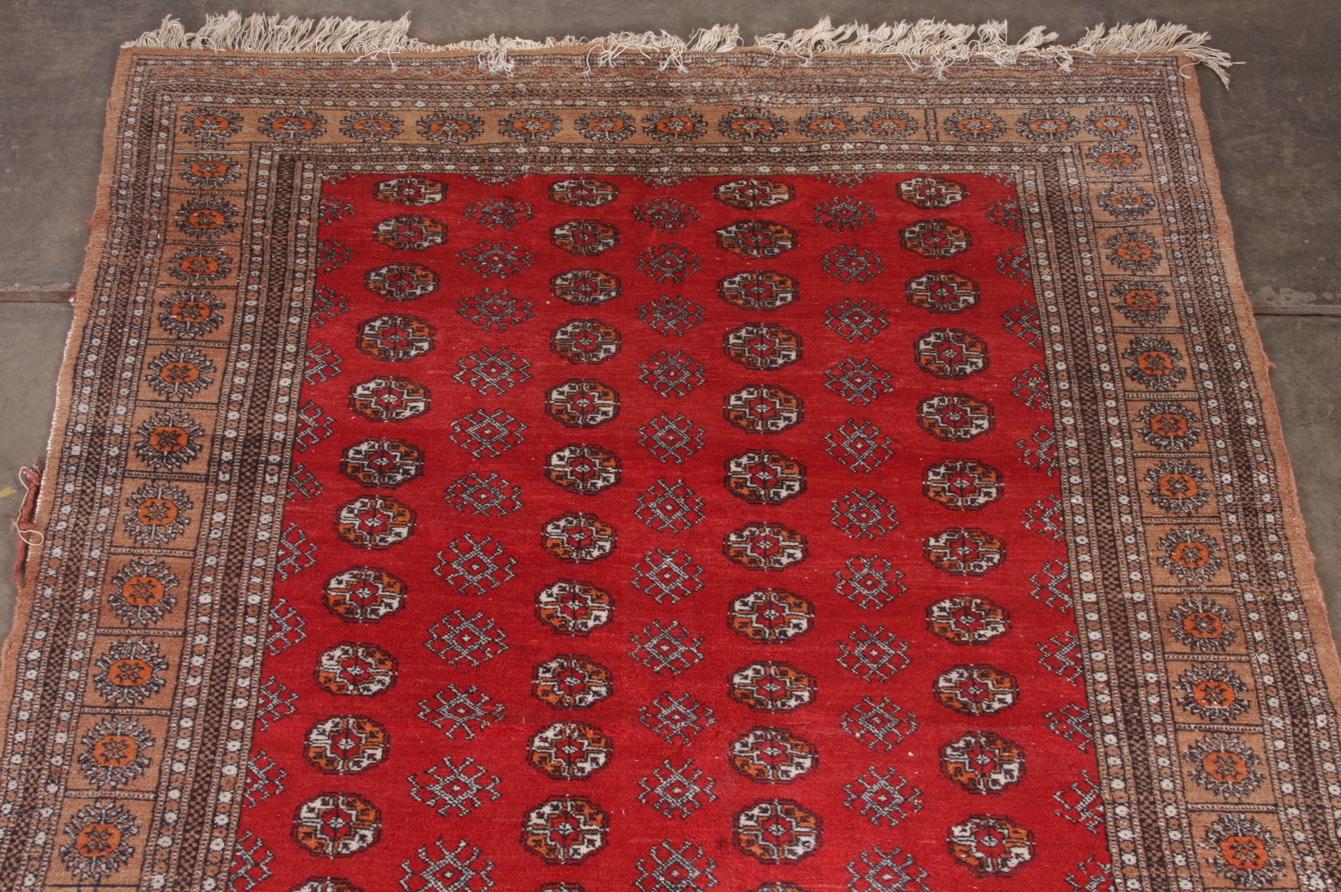 Large Bokhara Patterned Rust & Cream Area Rug