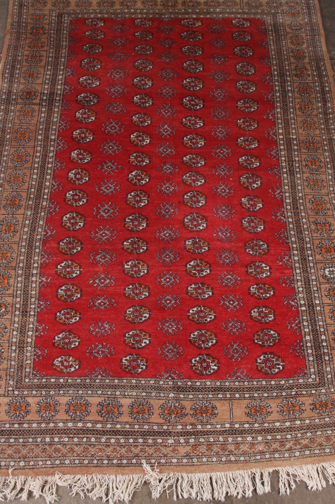 Large Bokhara Patterned Rust & Cream Area Rug