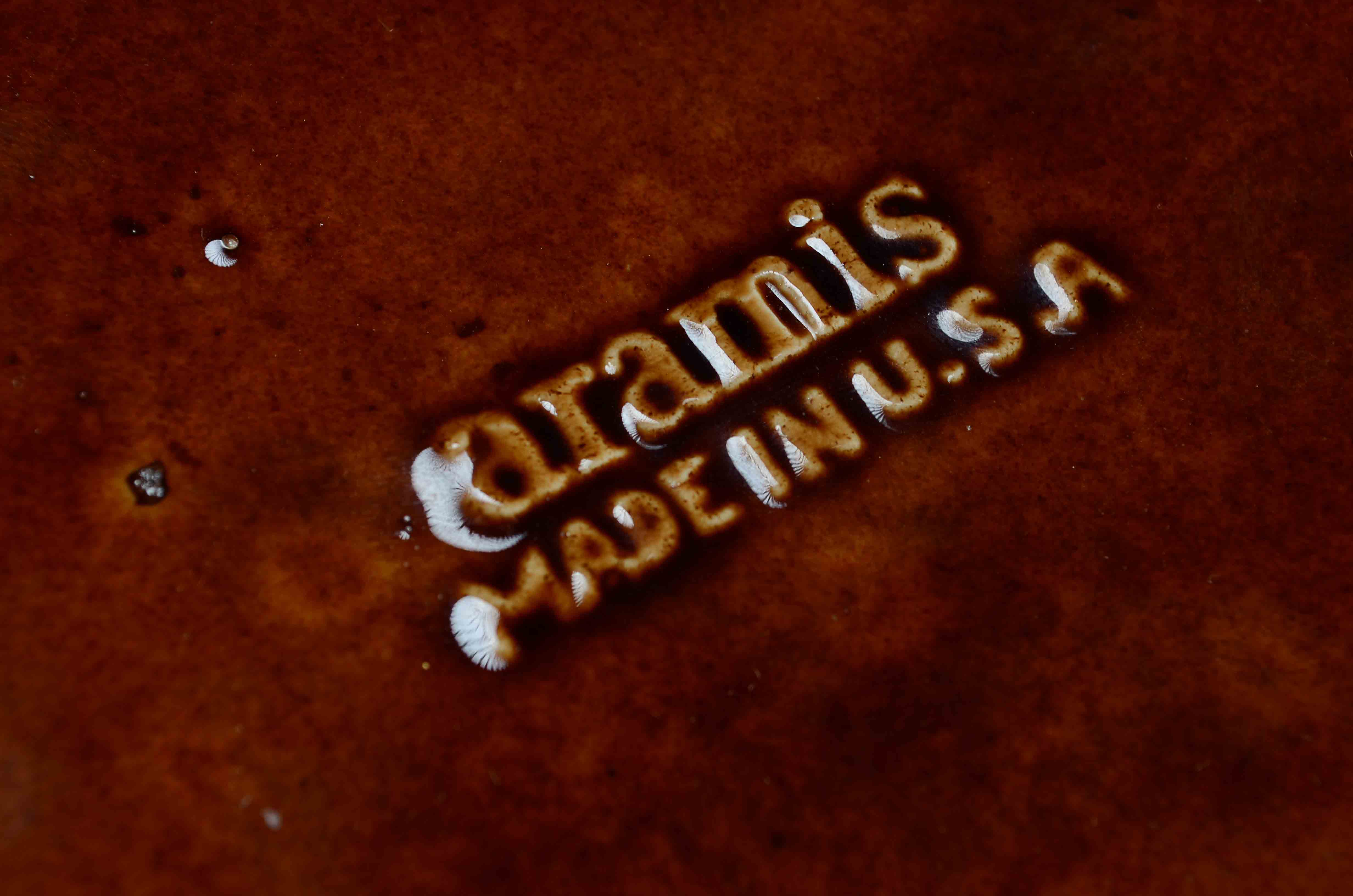 A Vintage Aramis Brown Stoneware Jar with lid.