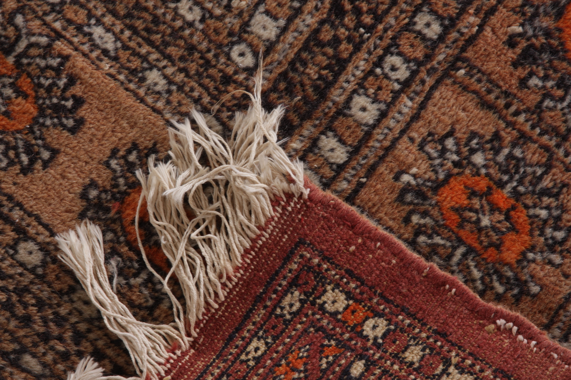 Large Bokhara Patterned Rust & Cream Area Rug