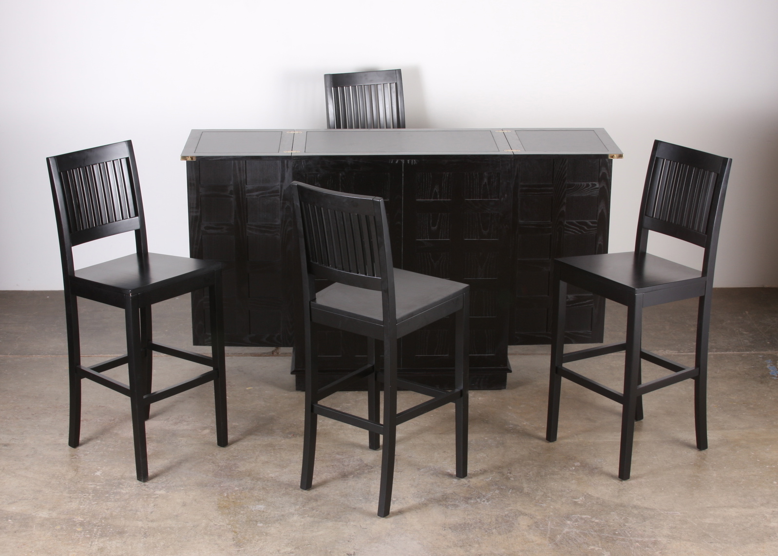 Crate and Barrel Mobile Folding Bar and Four Chairs