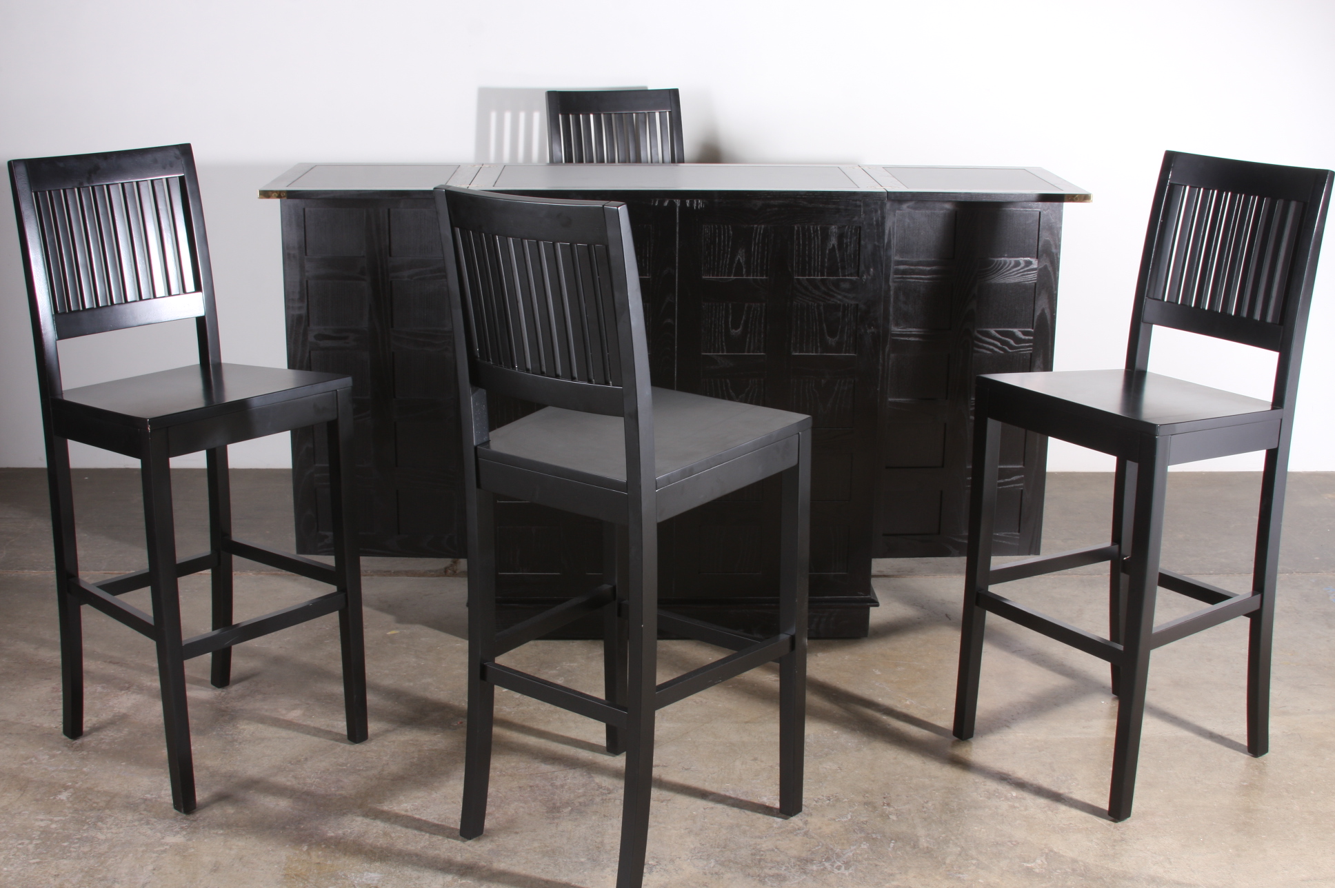 Crate and Barrel Mobile Folding Bar and Four Chairs