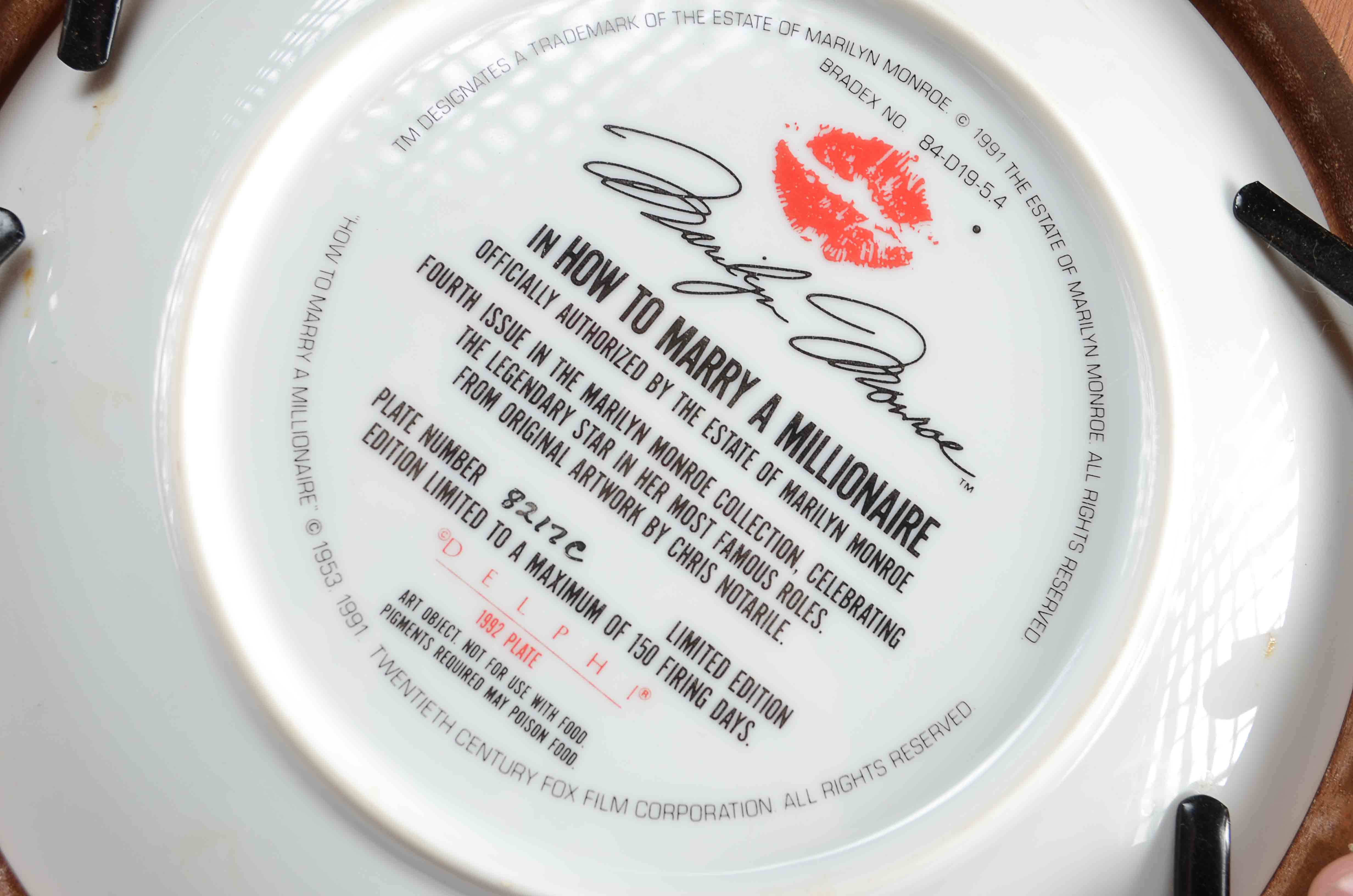 Marilyn Monroe Bradex Commemorative Plates 