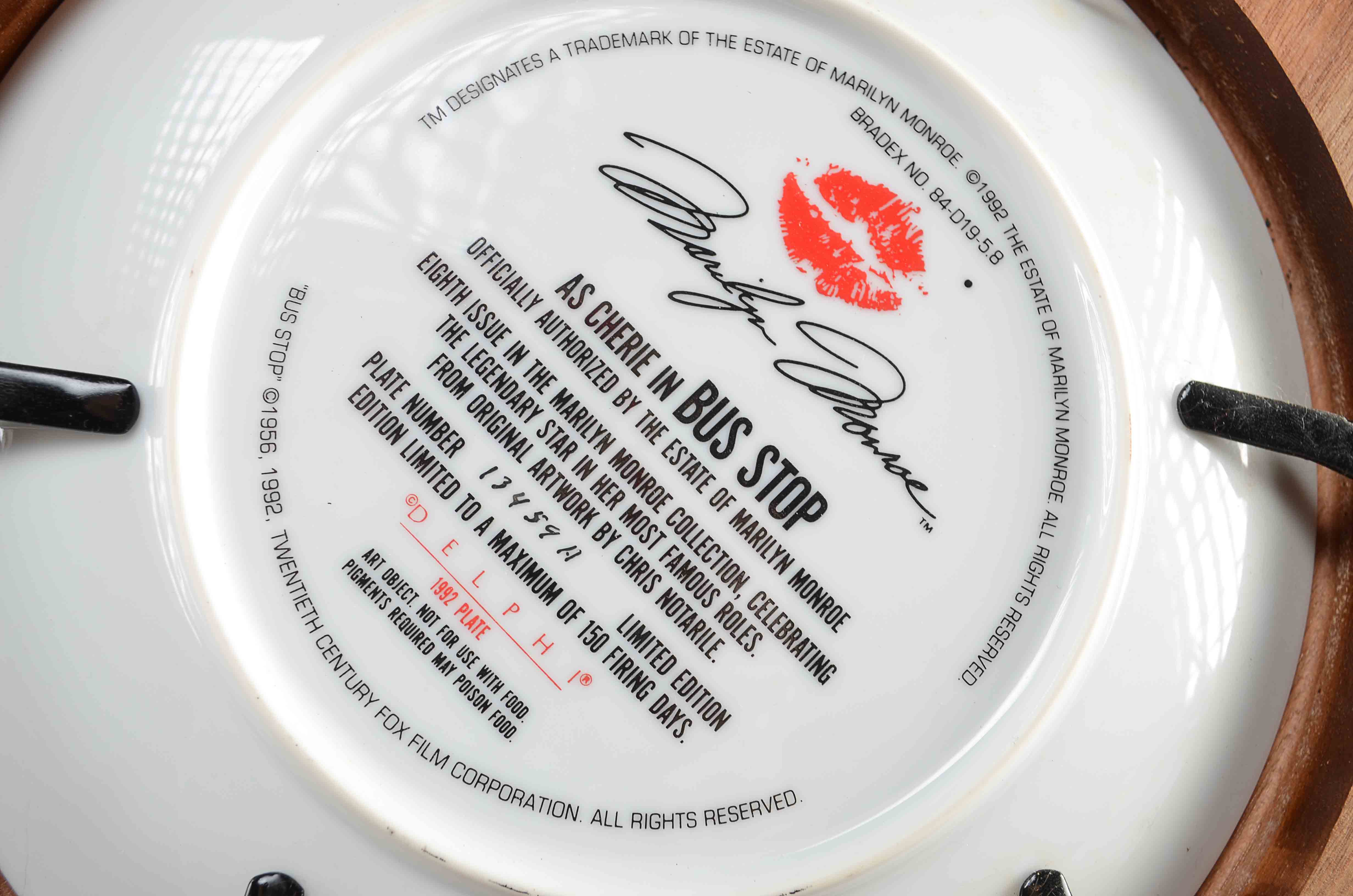 Marilyn Monroe Bradex Commemorative Plates 