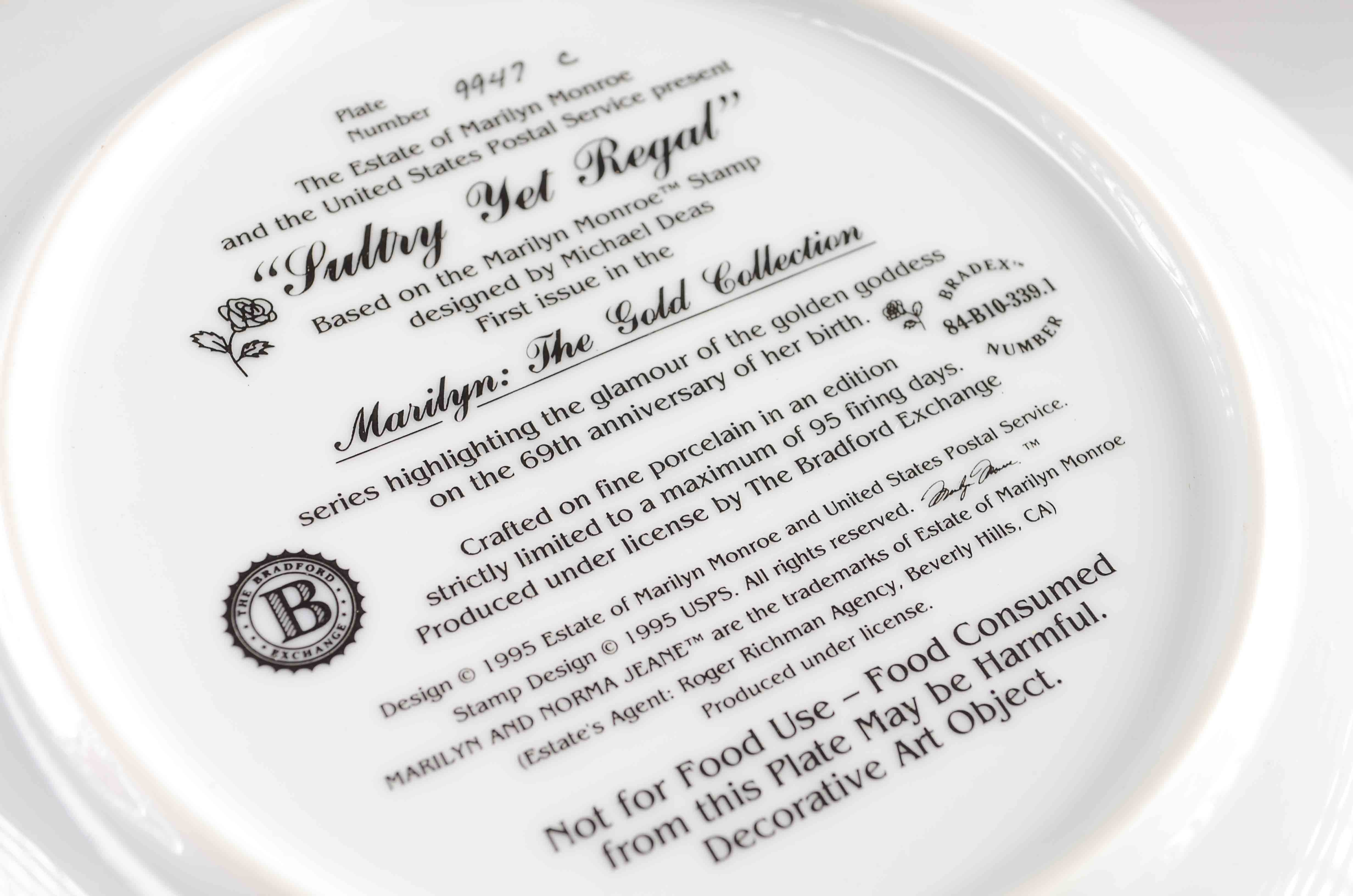 Marilyn Monroe Bradex Commemorative Plates 