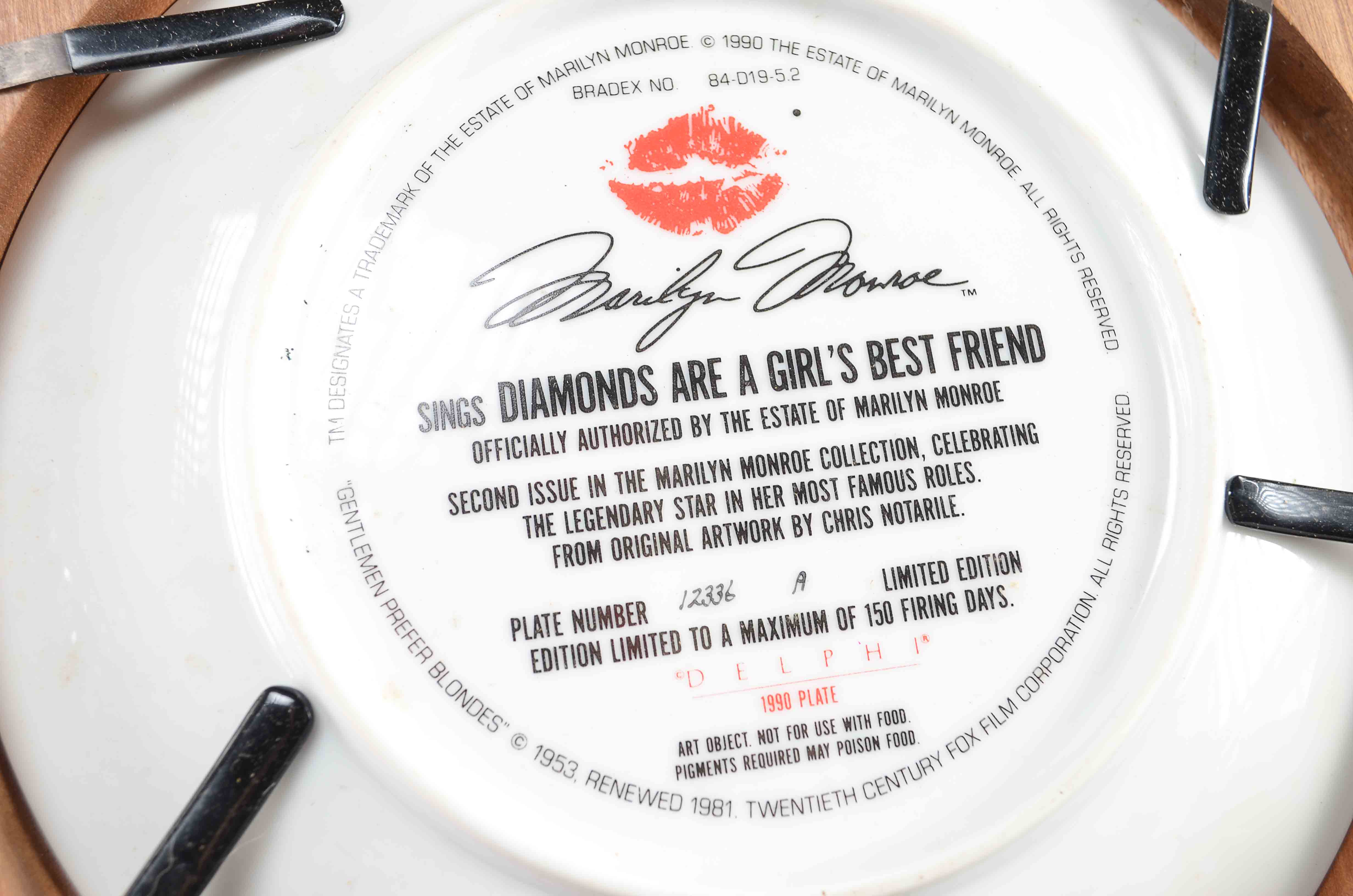 Marilyn Monroe Bradex Commemorative Plates 