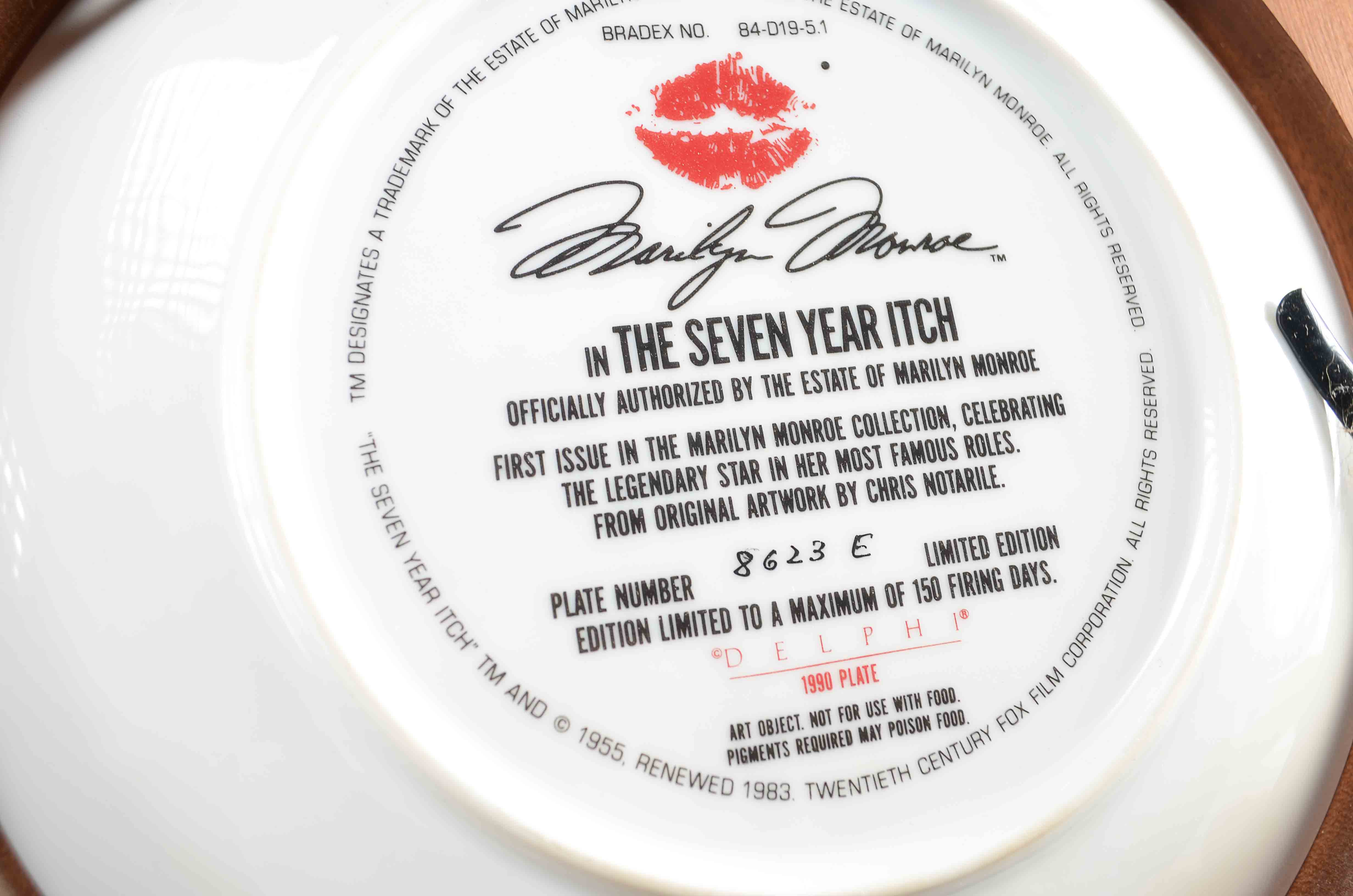 Marilyn Monroe Bradex Commemorative Plates 